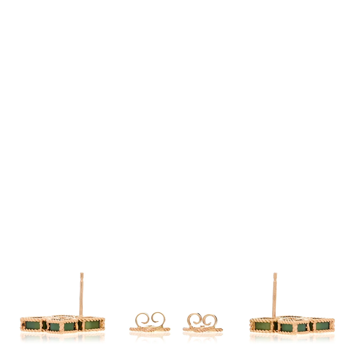 18K Rose Gold Titanium Diamond Venetian Princess Flower Earrings Green - Image 3