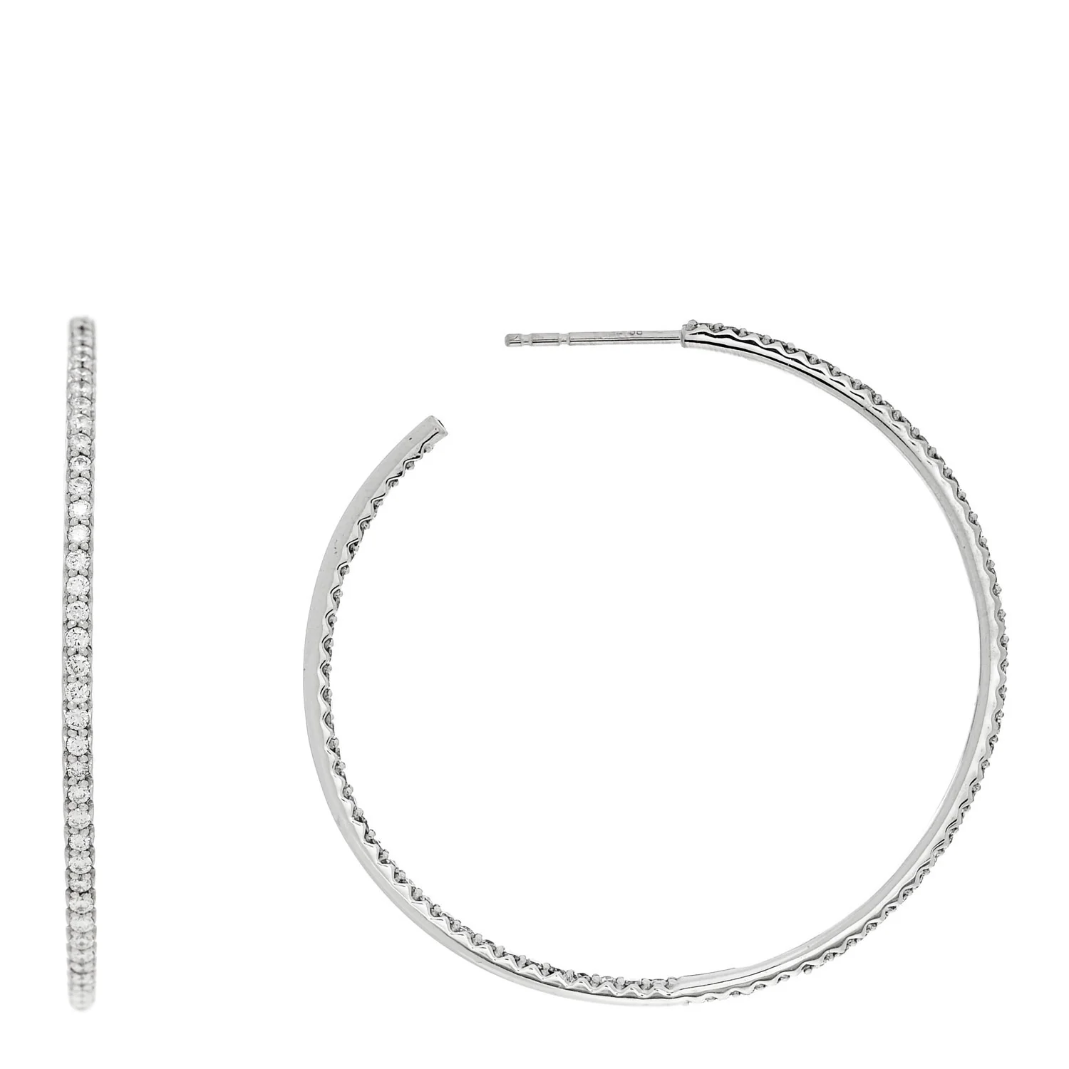 18K White Gold Diamond 1.75ctw Inside Out Hoop Earrings