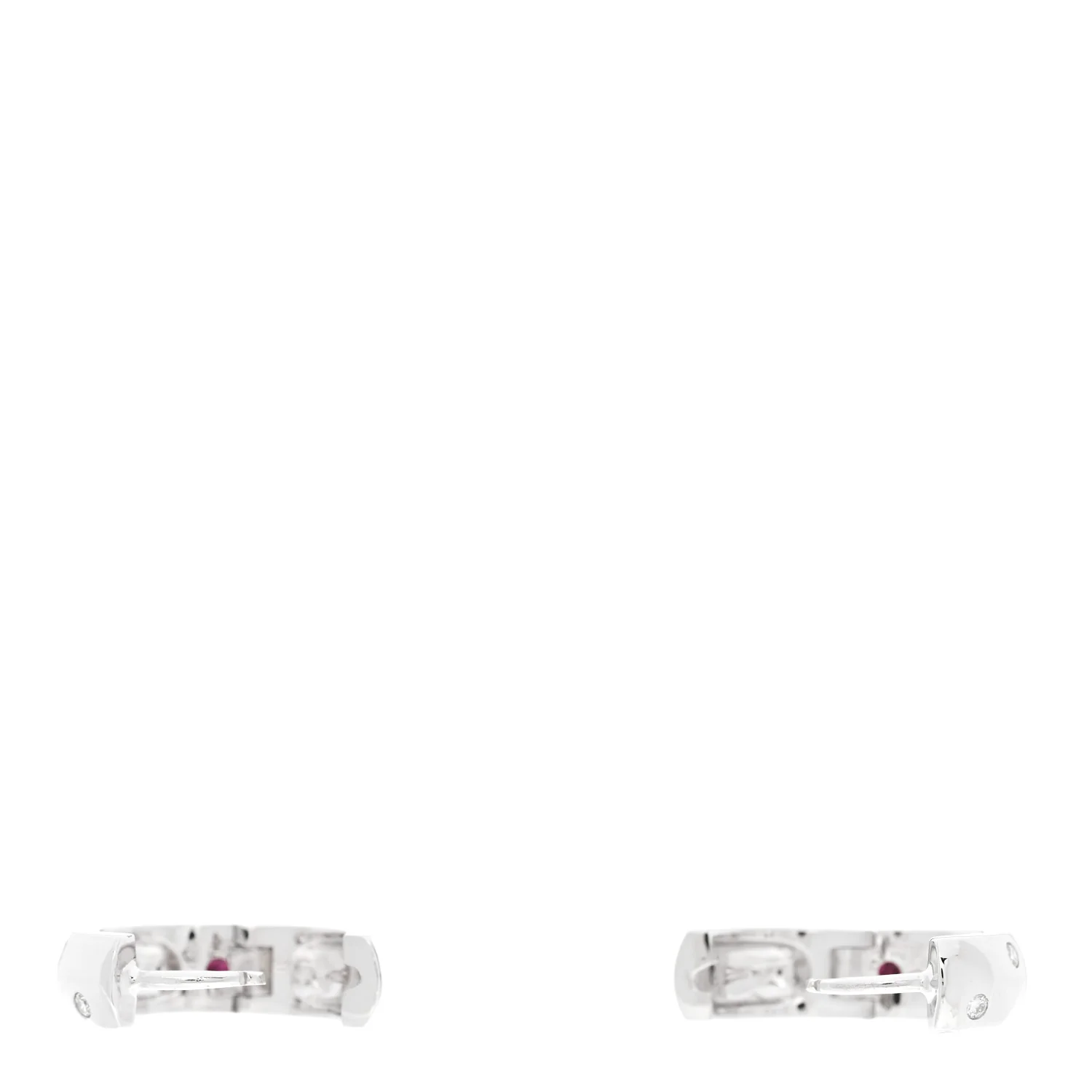18K White Gold Diamond Huggie Hoop Earrings - Image 3