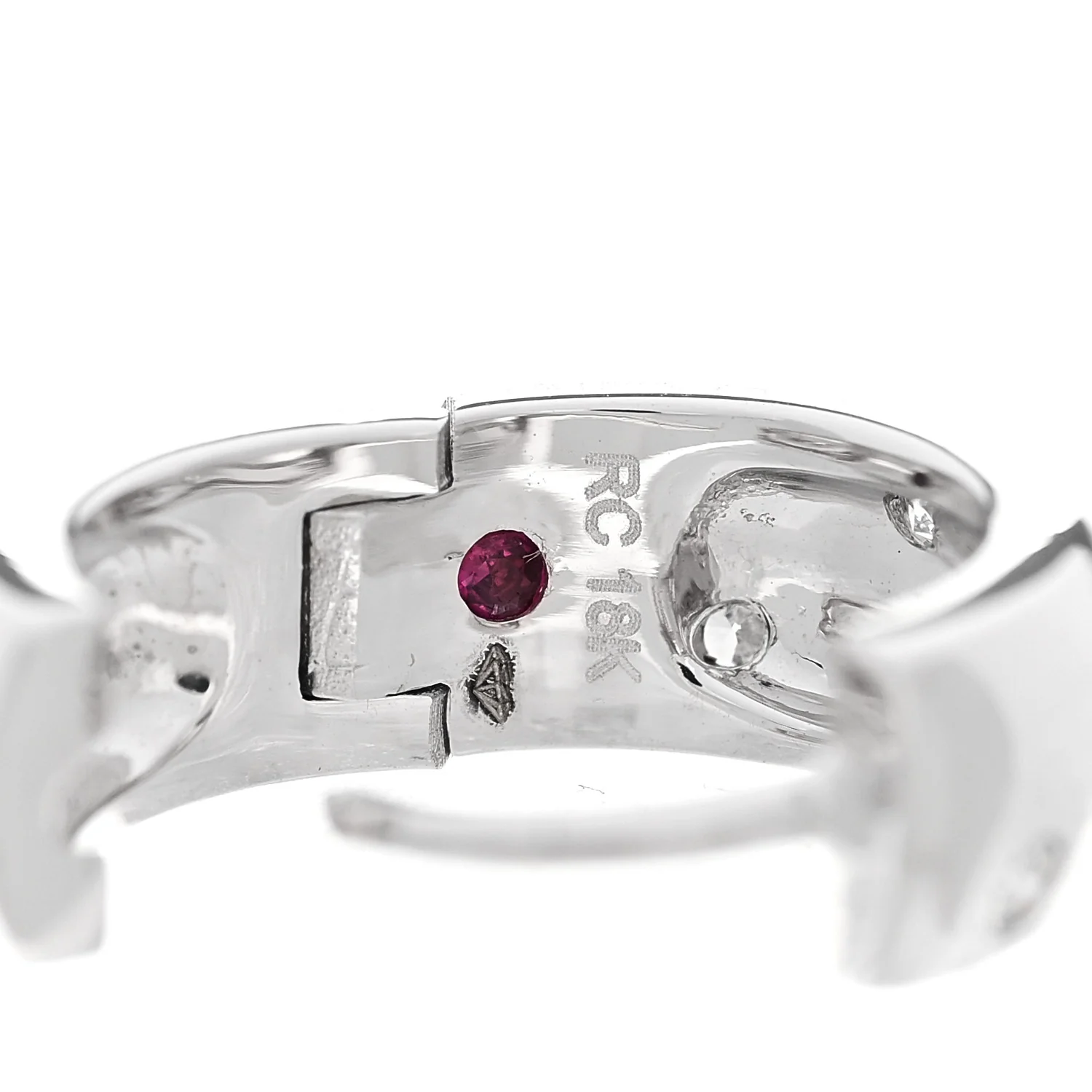 18K White Gold Diamond Huggie Hoop Earrings - Image 4