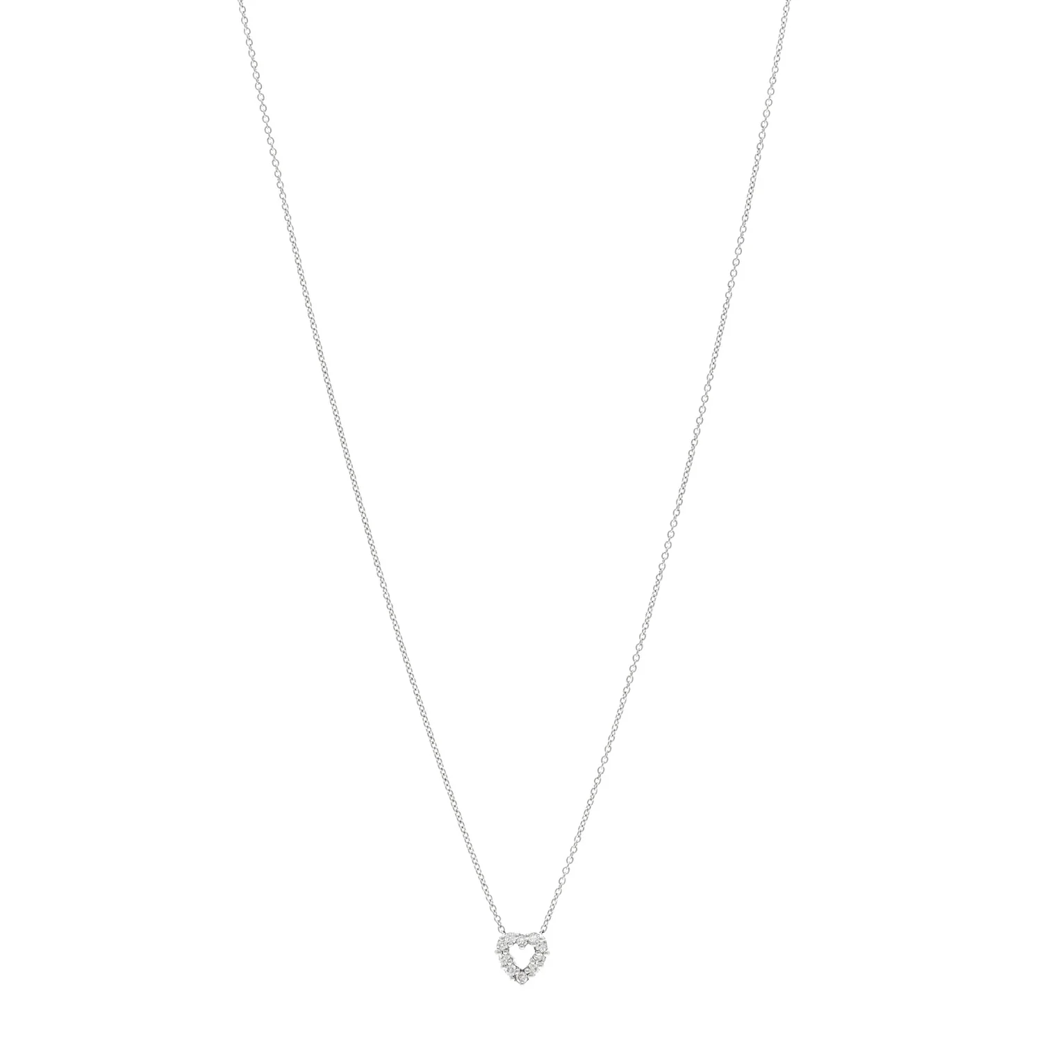 18K White Gold Diamond Tiny Treasures Heart Pendant Necklace