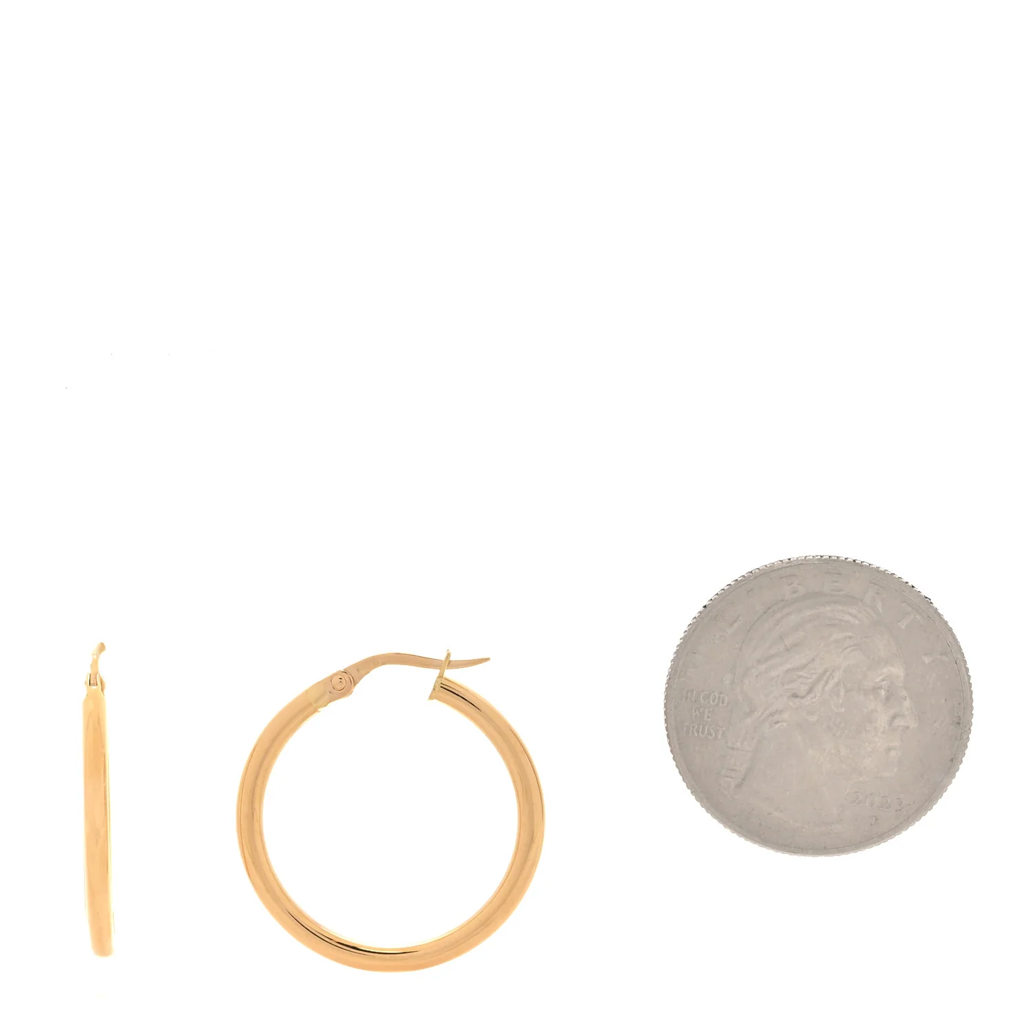 18K Yellow Gold 25mm Hoop Earrings - Image 2
