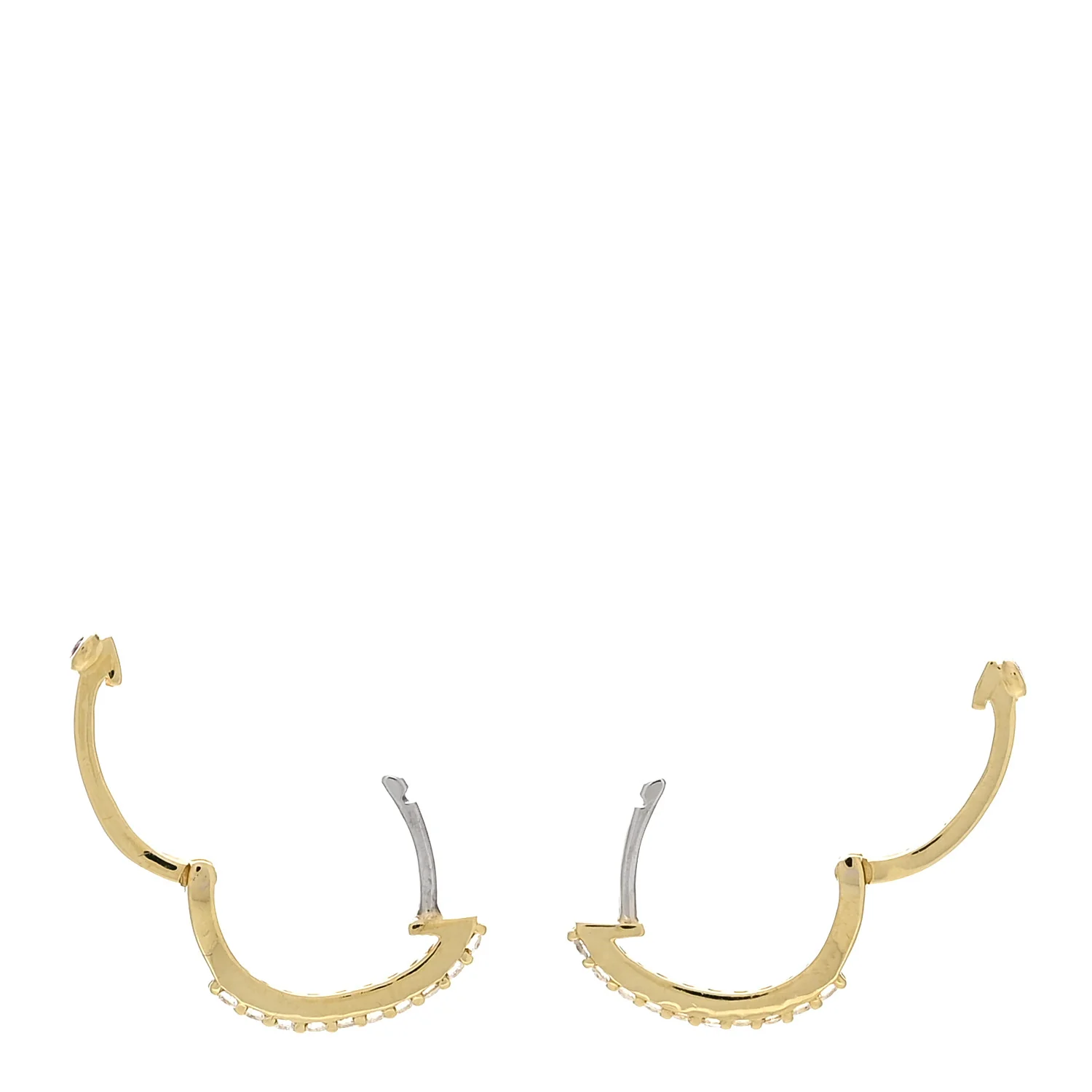 18K Yellow Gold Diamond Baby Huggie Hoop Earrings - Image 3