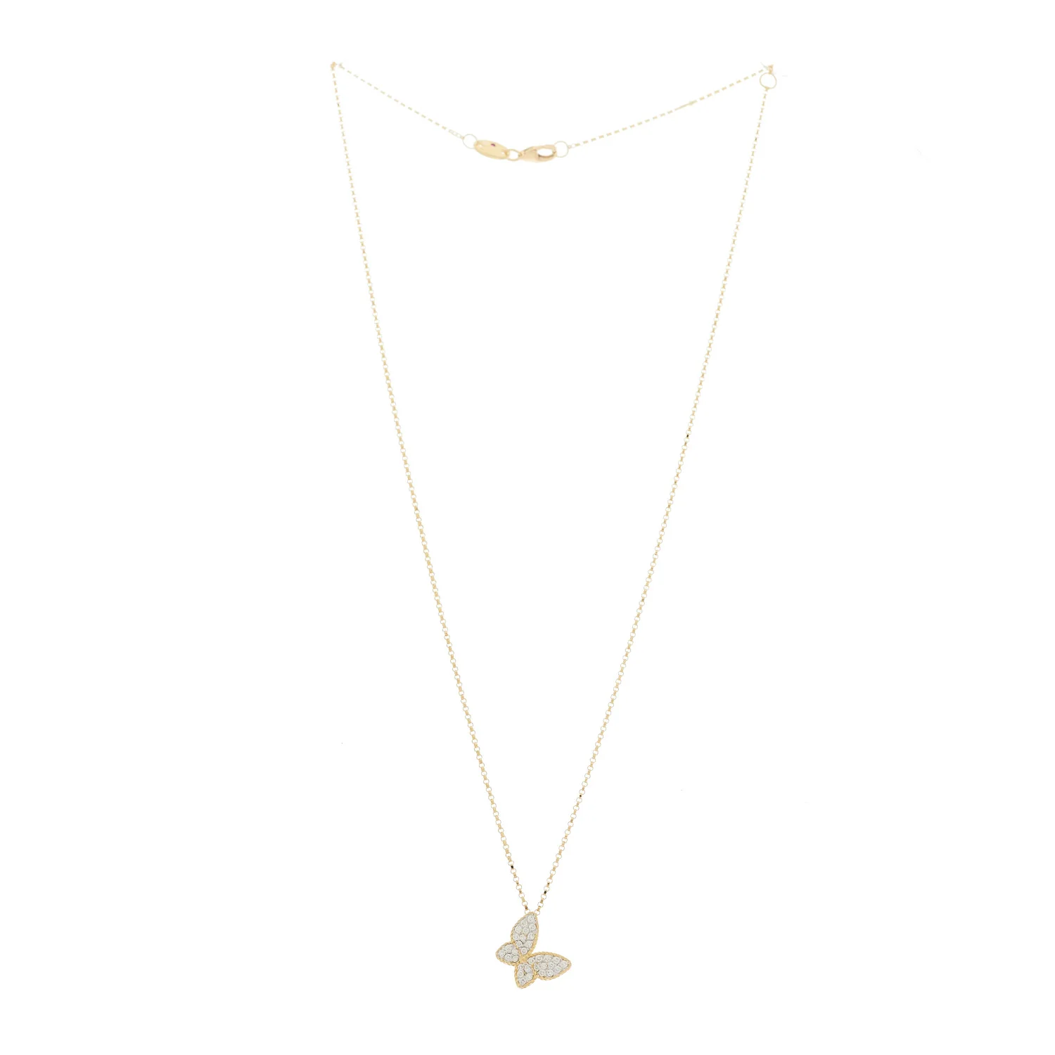 18K Yellow Gold Diamond Princess Butterfly Pendant Necklace - Image 3