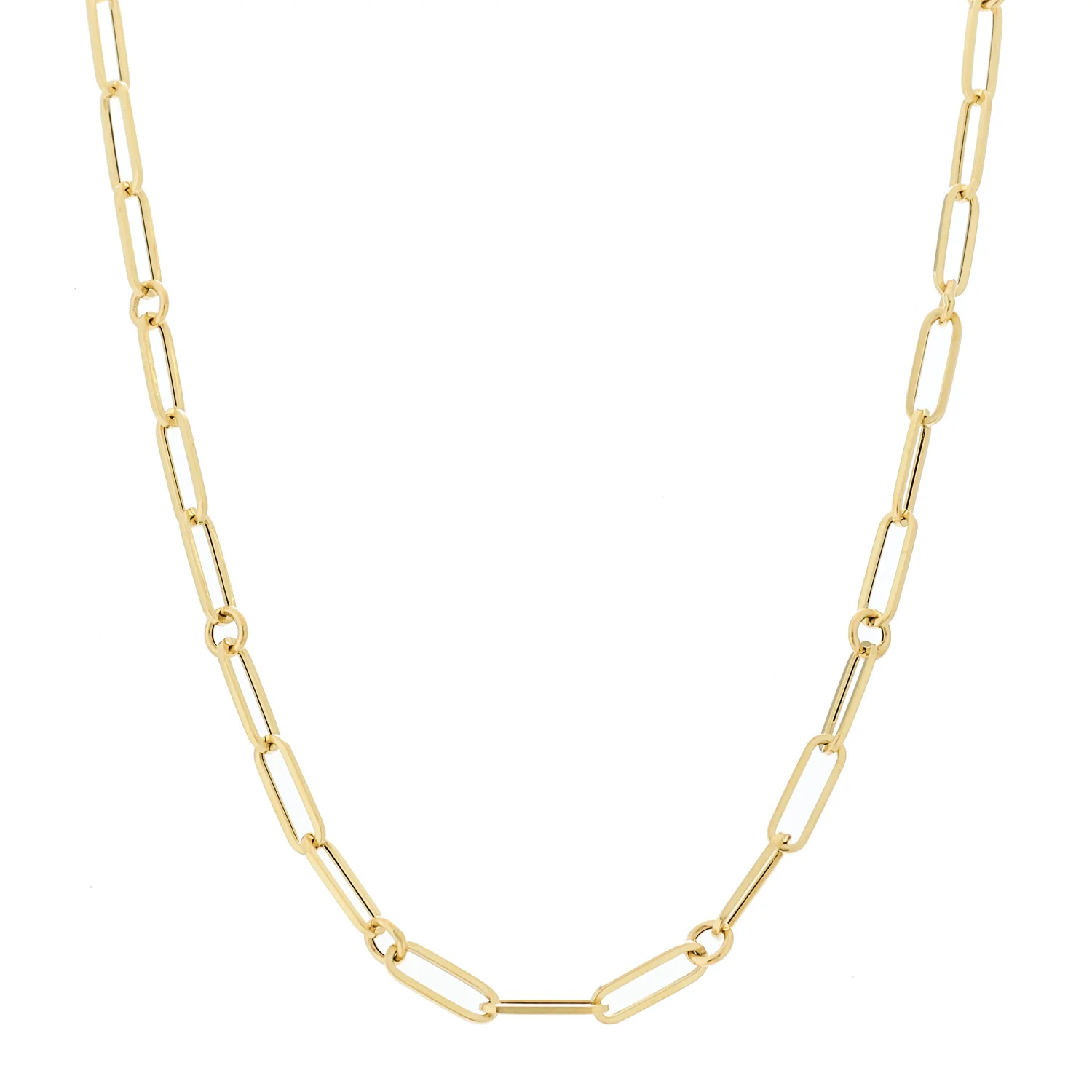 18K Yellow Gold Paper Clip Link Necklace