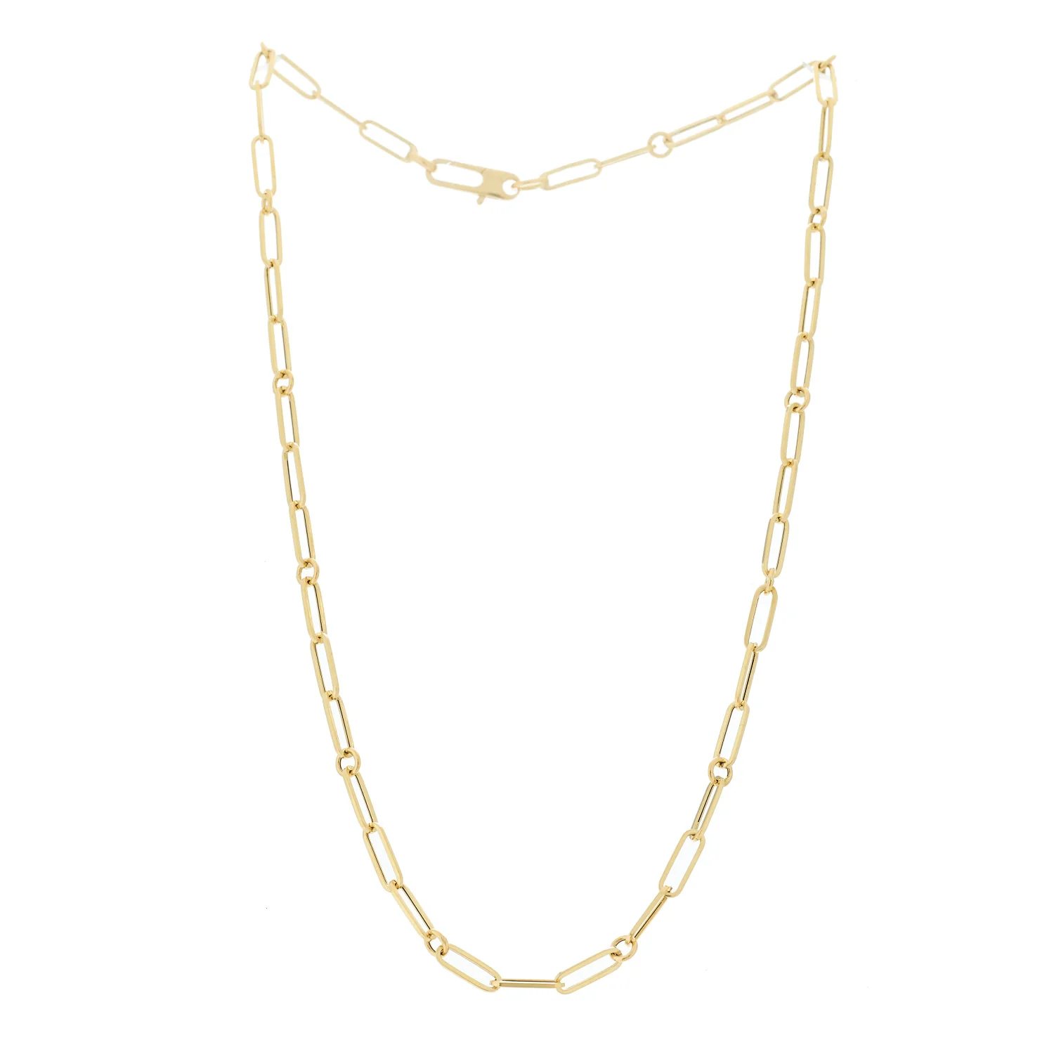 18K Yellow Gold Paper Clip Link Necklace - Image 2