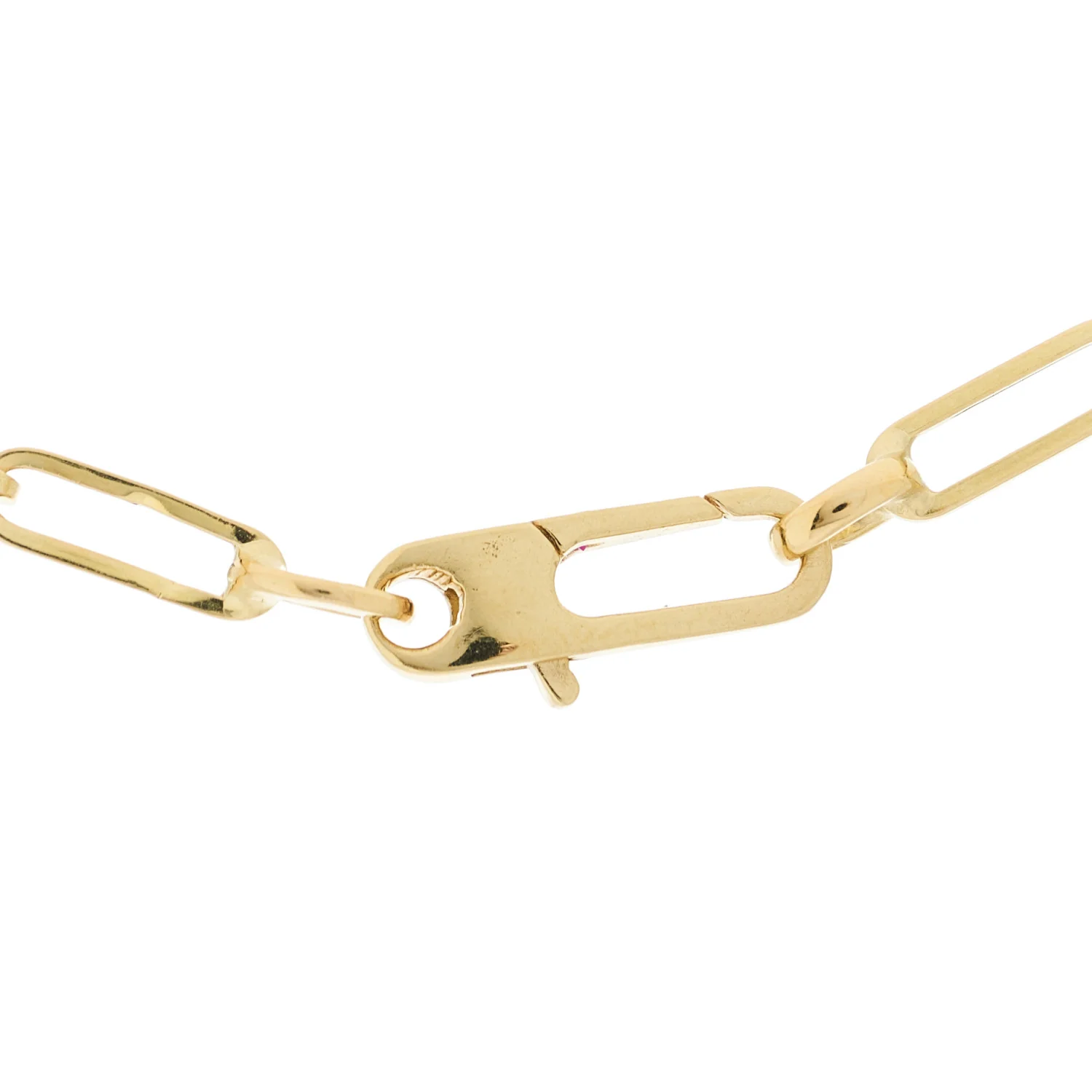 18K Yellow Gold Paper Clip Link Necklace - Image 3