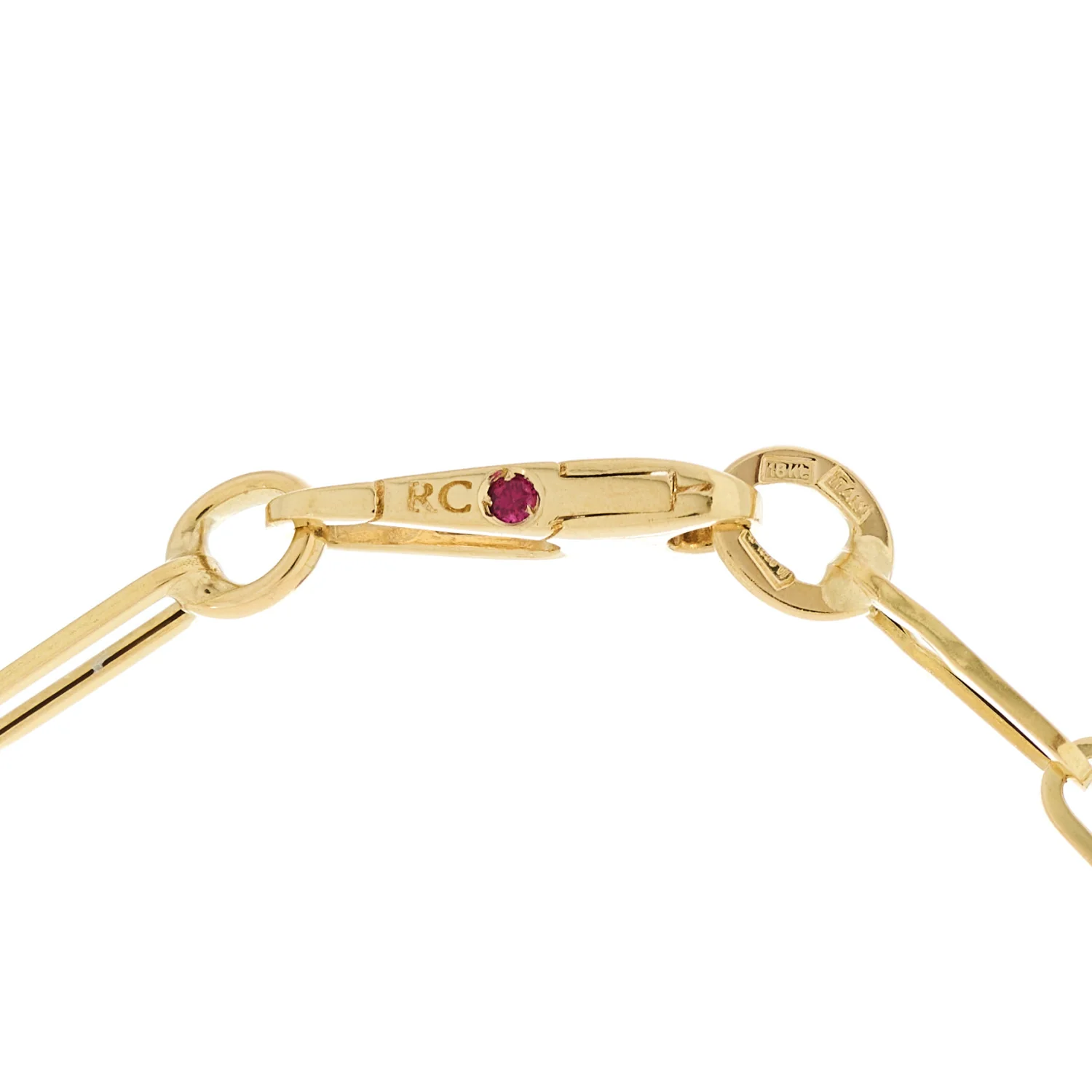 18K Yellow Gold Paper Clip Link Necklace - Image 4