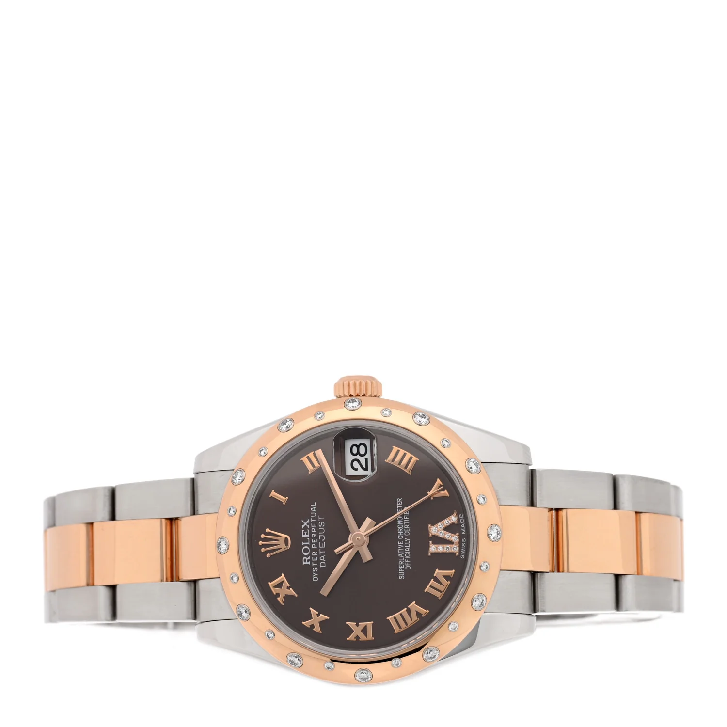 Stainless Steel 18K Everose Gold Diamond 31mm Oyster Perpetual Datejust Watch Chocolate Roman 178341 - Image 2