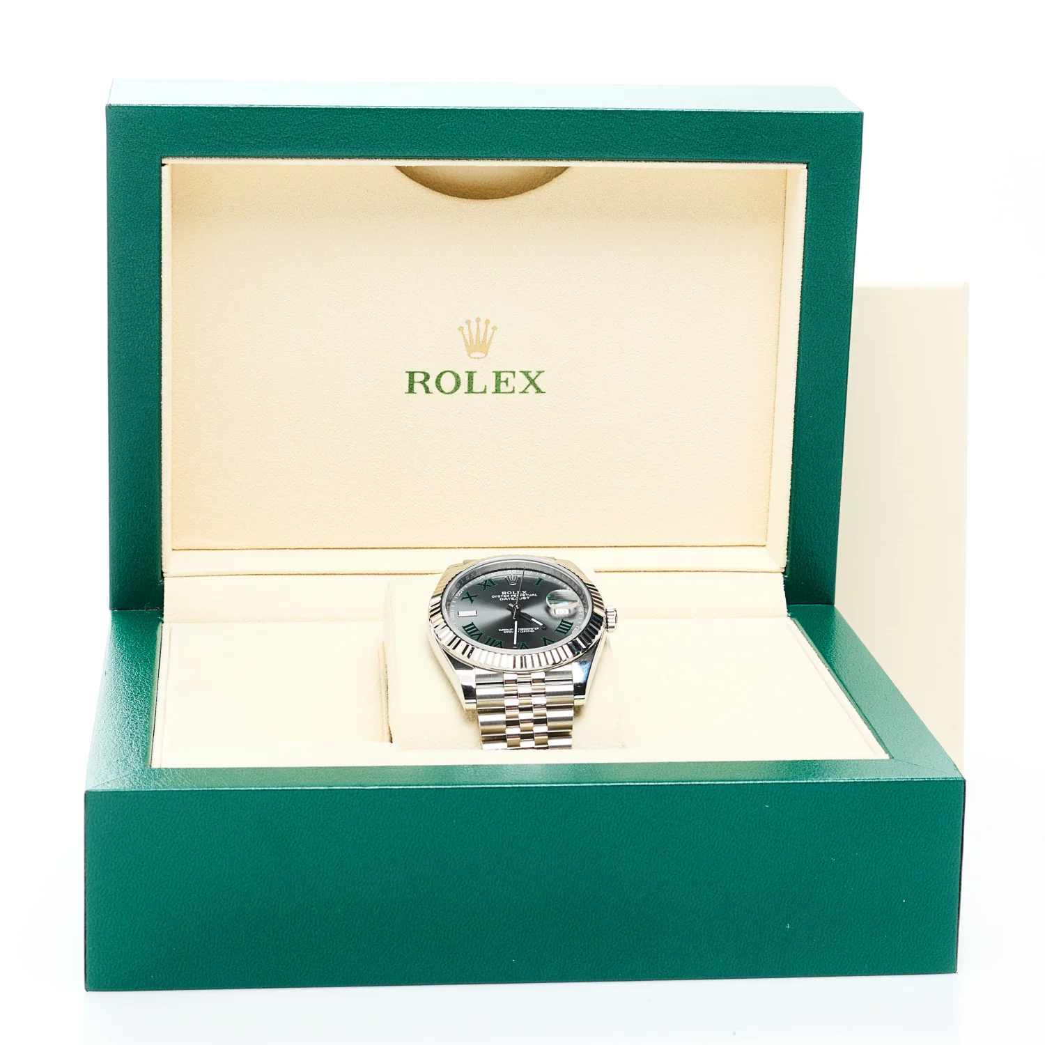 Stainless Steel 18K White Gold 41mm Oyster Perpetual Wimbledon Datejust Watch Slate 126334 - Image 5