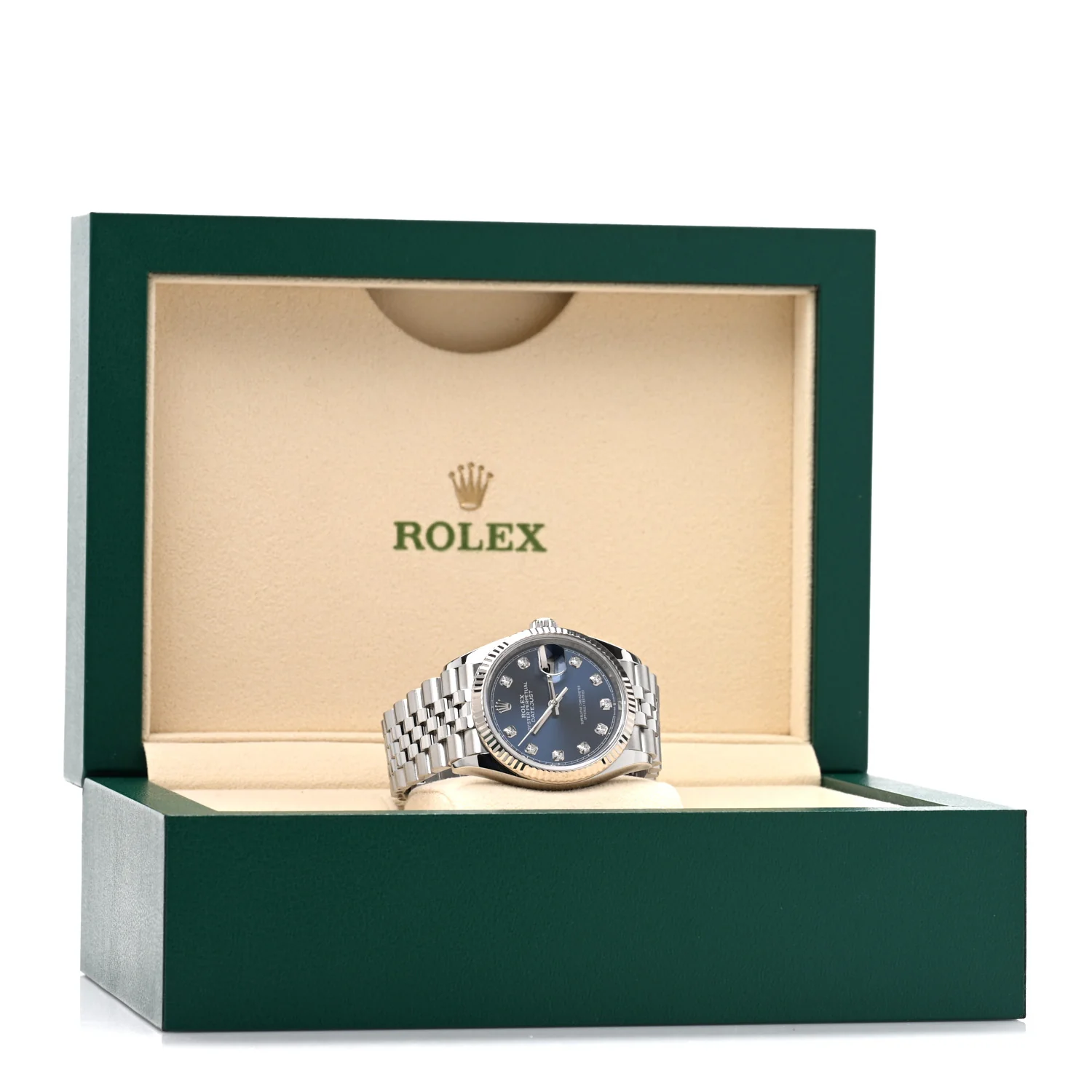 Stainless Steel 18K White Gold Diamond 36mm Oyster Perpetual Datejust Watch Bright Blue 126234 - Image 5