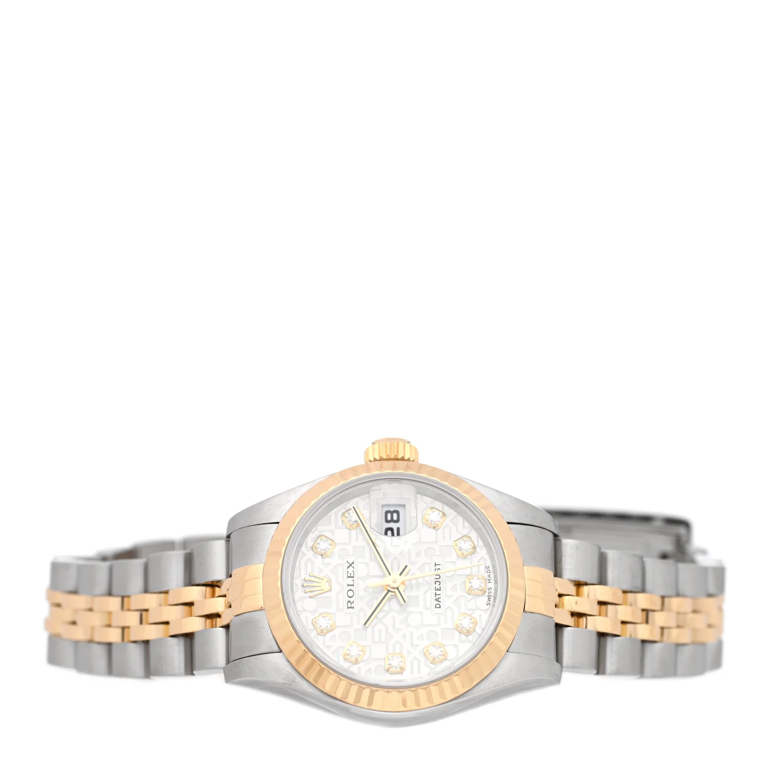 Stainless Steel 18K Yellow Gold Diamond 26mm Oyster Perpetual Datejust Watch Silver Jubilee 79173 - Image 2
