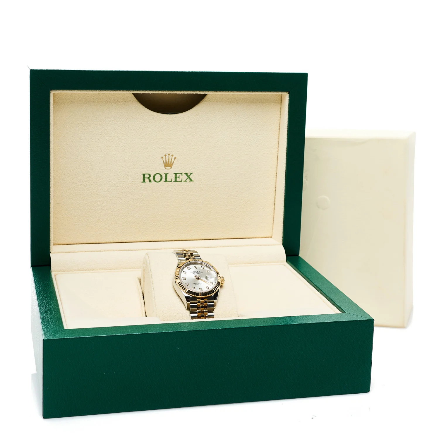 Stainless Steel 18K Yellow Gold Diamond 28mm Oyster Perpetual Datejust Watch Silver 279173 - Image 5
