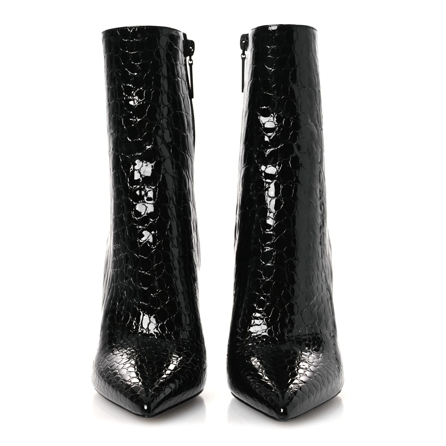 Alligator Embossed Patent Calfskin Opyum 110 Ankle Boots 38 Black - Image 5