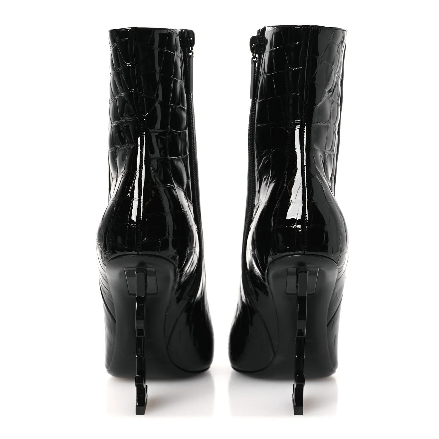 Alligator Embossed Patent Calfskin Opyum 110 Ankle Boots 38 Black - Image 8