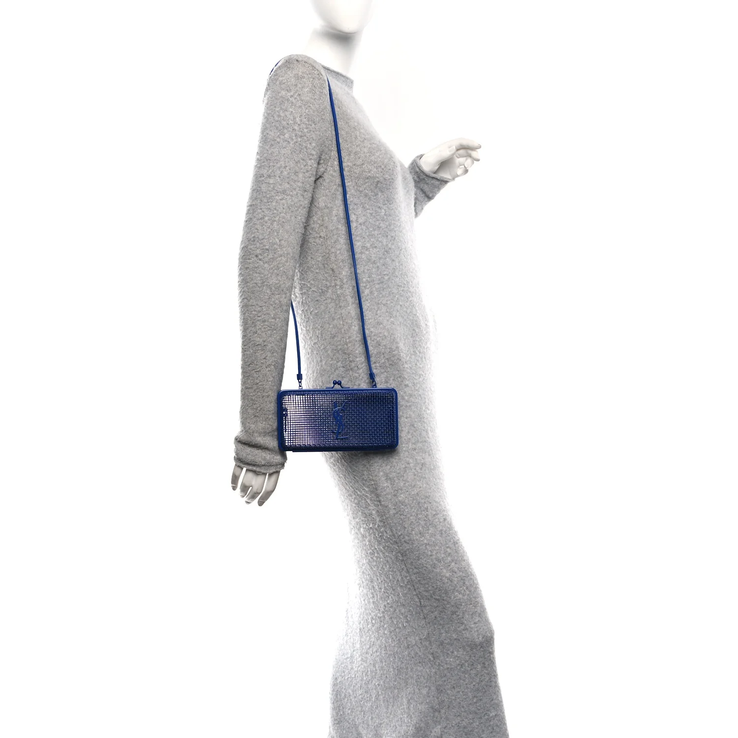 Brass Lambskin Monogram Cassandre Cage Bag Blue Majorelle - Image 2