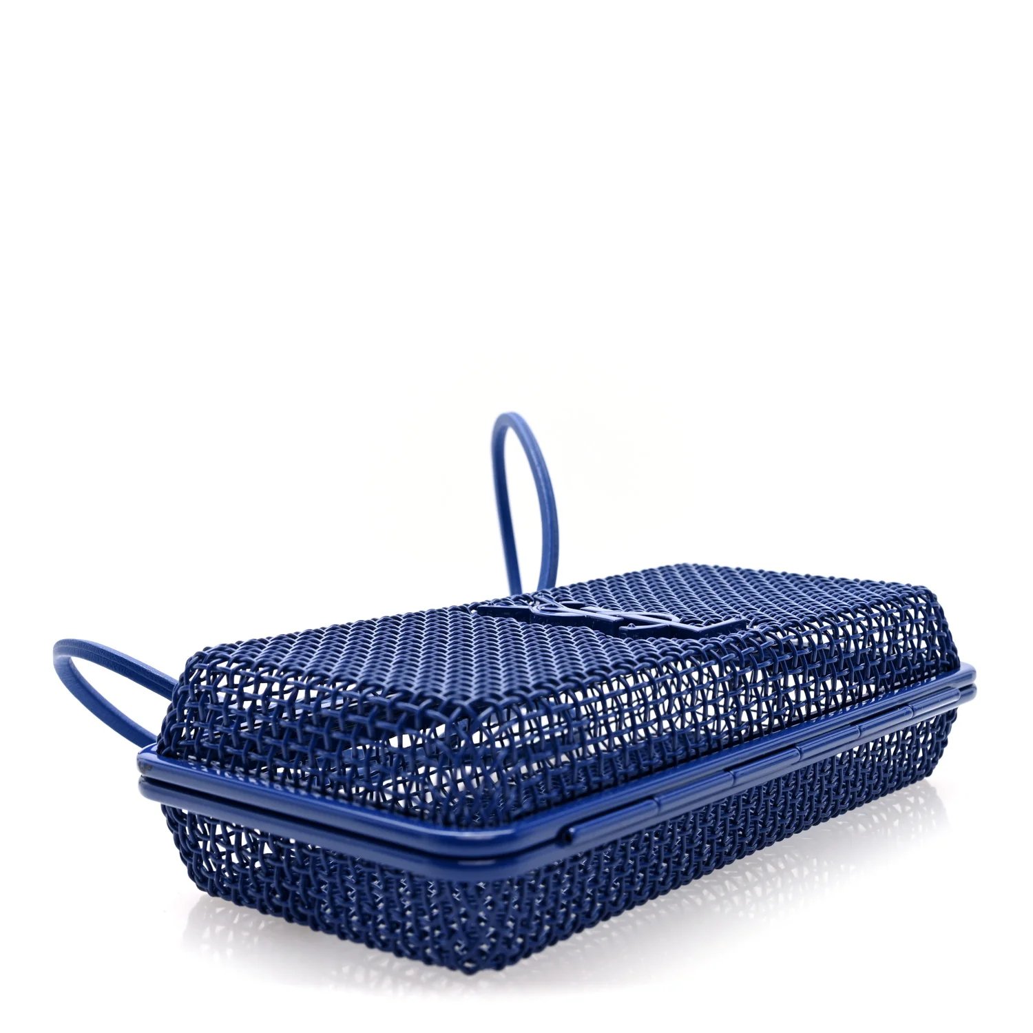 Brass Lambskin Monogram Cassandre Cage Bag Blue Majorelle - Image 4