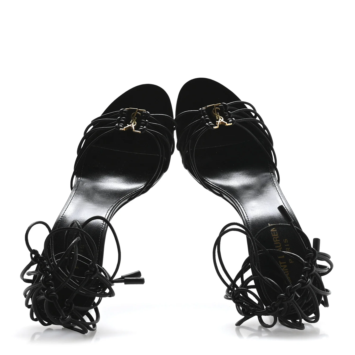 Calfskin Babylone 90 Ankle Wrap Sandals 40 Black - Image 2