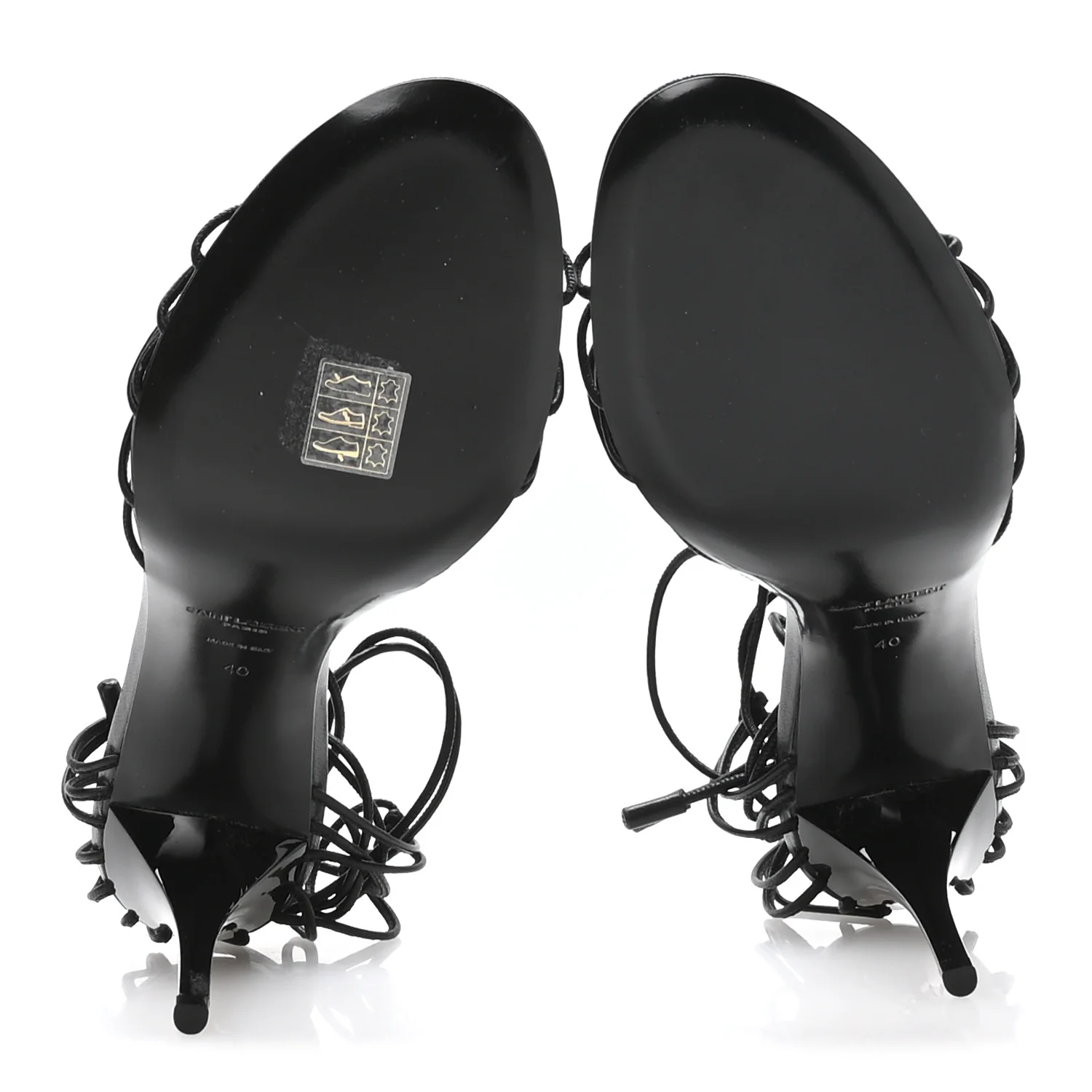 Calfskin Babylone 90 Ankle Wrap Sandals 40 Black - Image 6