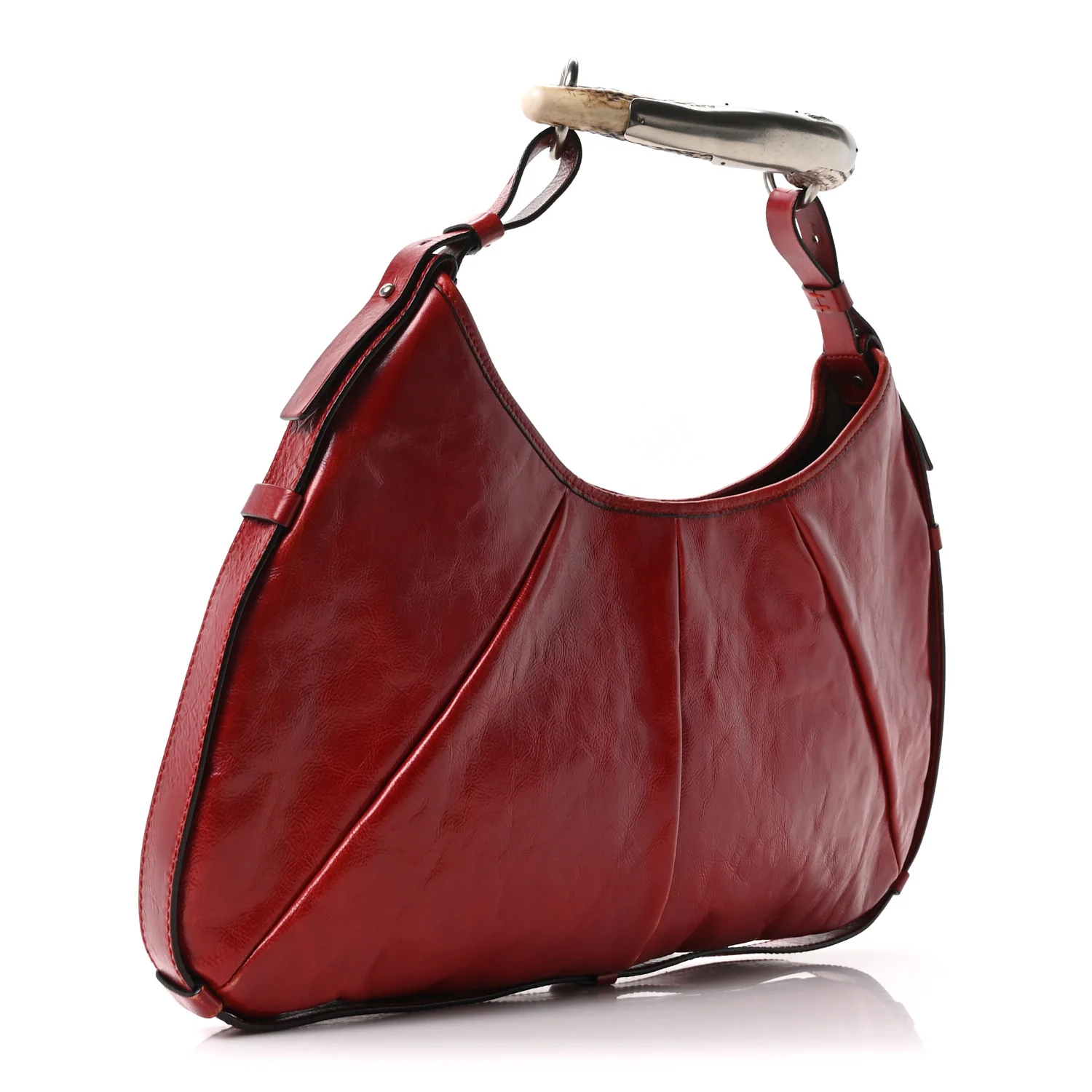 Calfskin Buffalo Horn Mombasa Hobo Red - Image 2