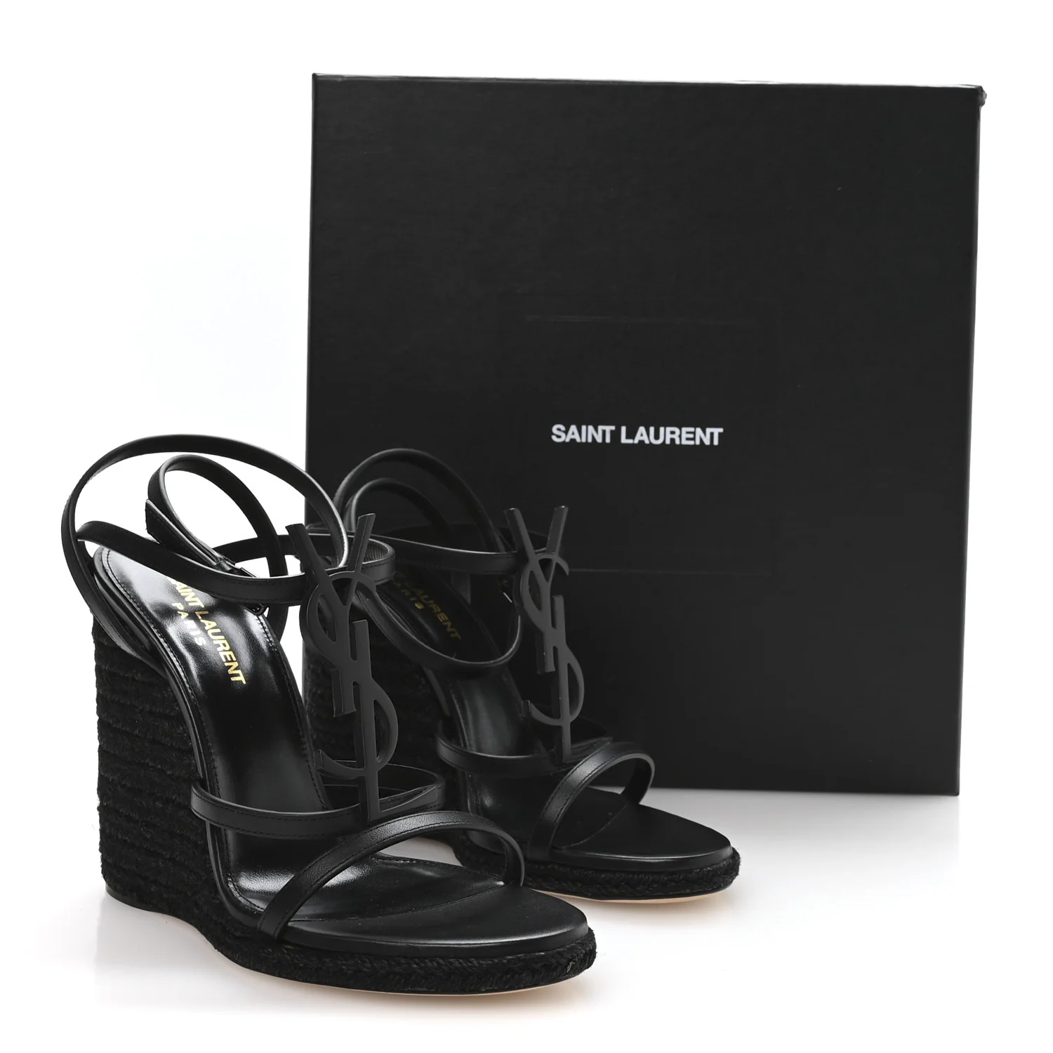 Calfskin Cassandra Espadrille 105mm Wedges 37 Black - Image 9