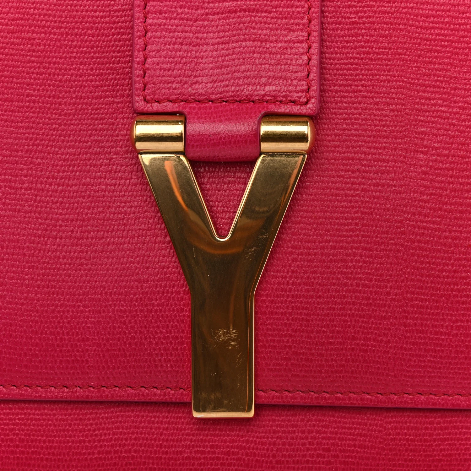 Calfskin Classic Y Ligne Clutch Fuchsia - Image 8