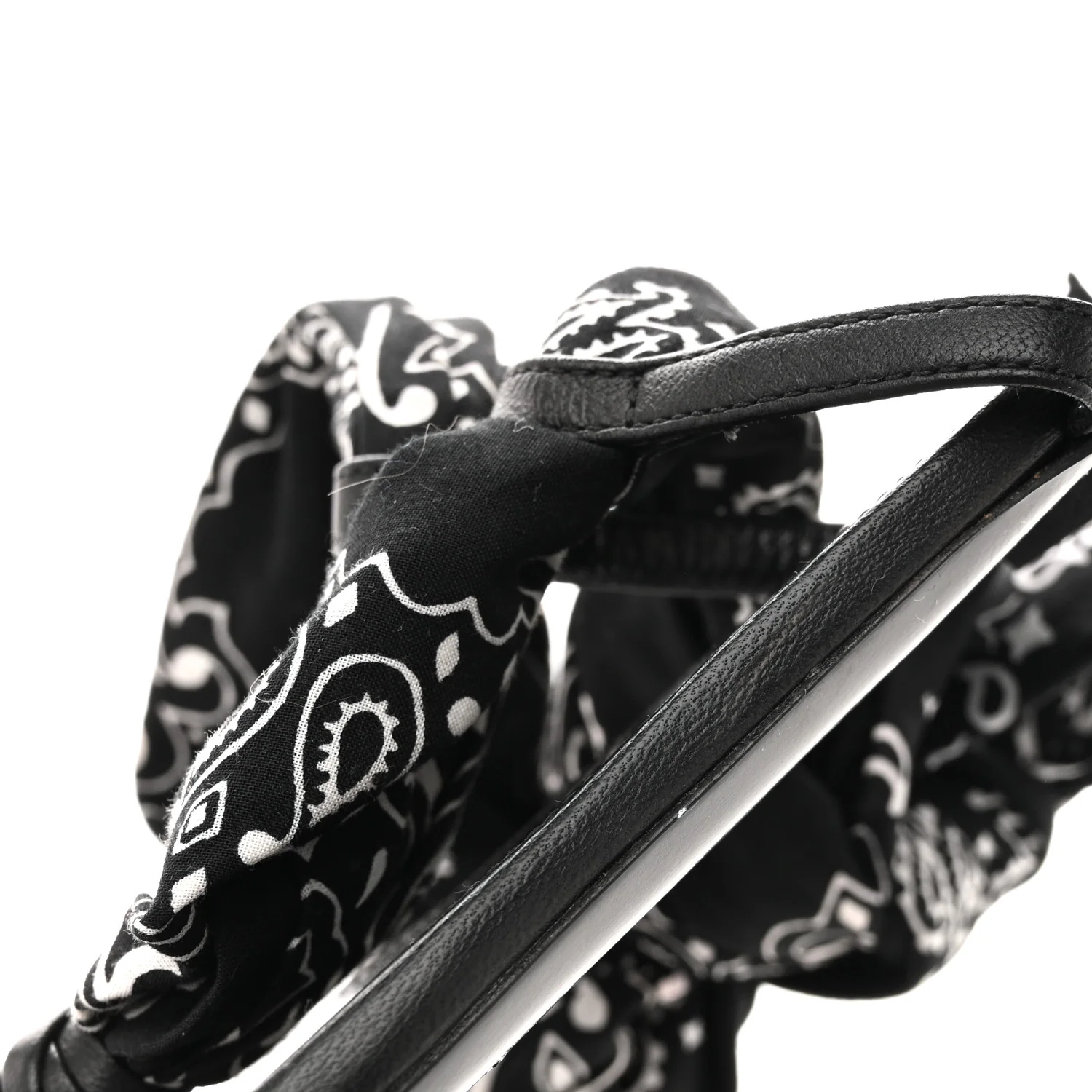 Calfskin Cotton Paisley Print Flat Sandals 37.5 Black - Image 9