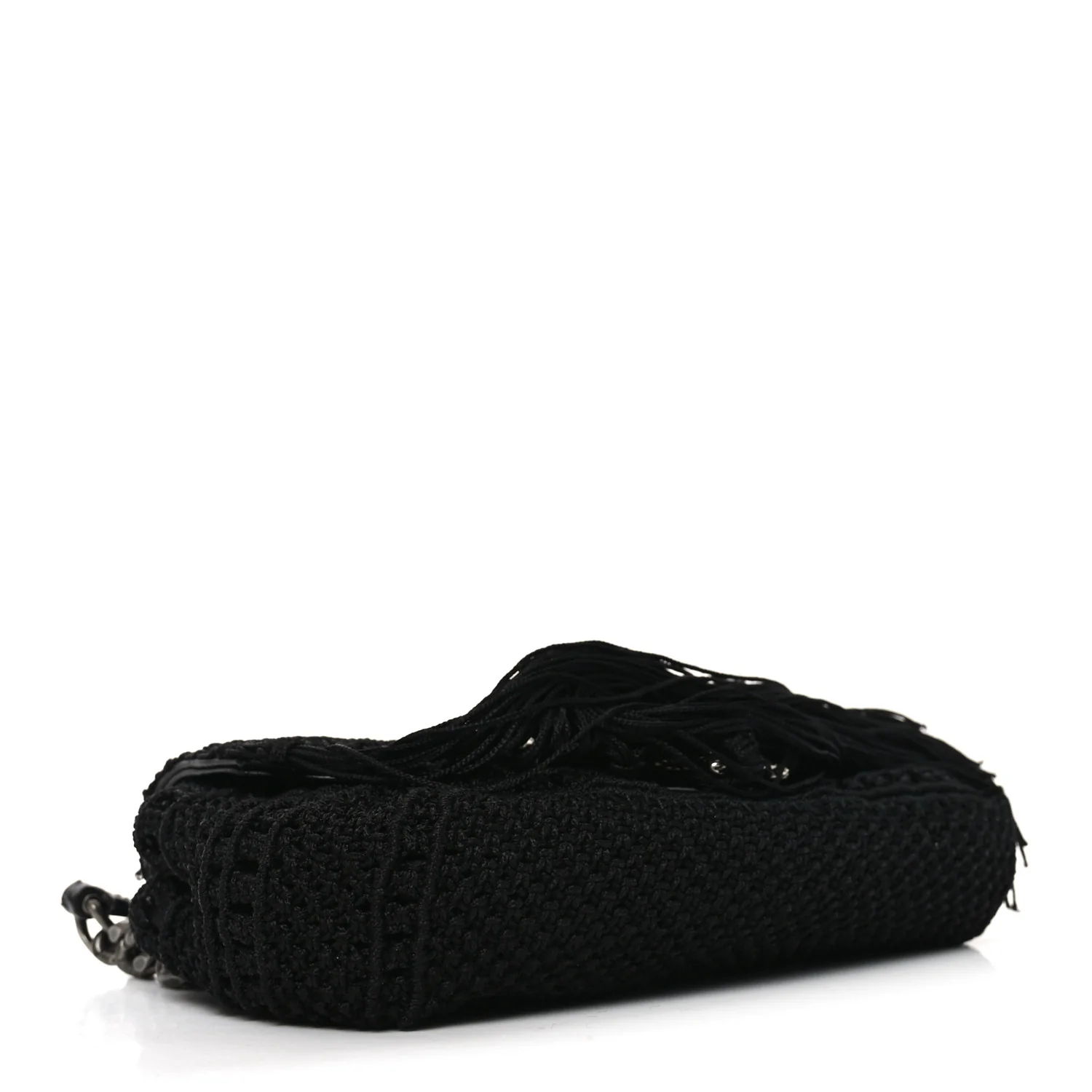 Calfskin Crochet Baby Monogram Chain Satchel Black - Image 4