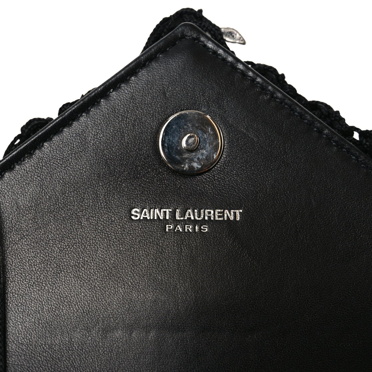 Calfskin Crochet Baby Monogram Chain Satchel Black - Image 6