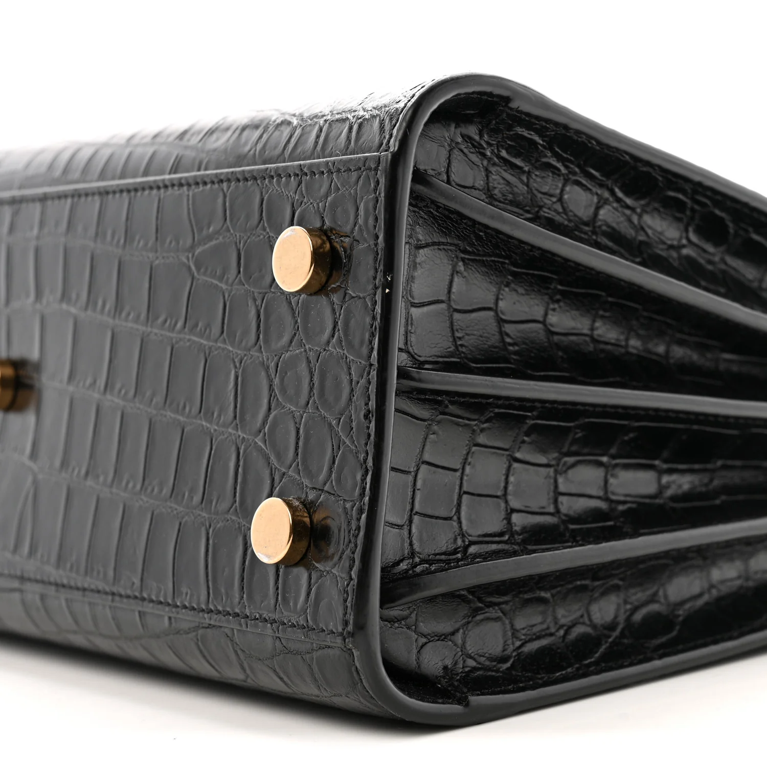 Calfskin Crocodile Embossed Baby Sac De Jour Black - Image 10