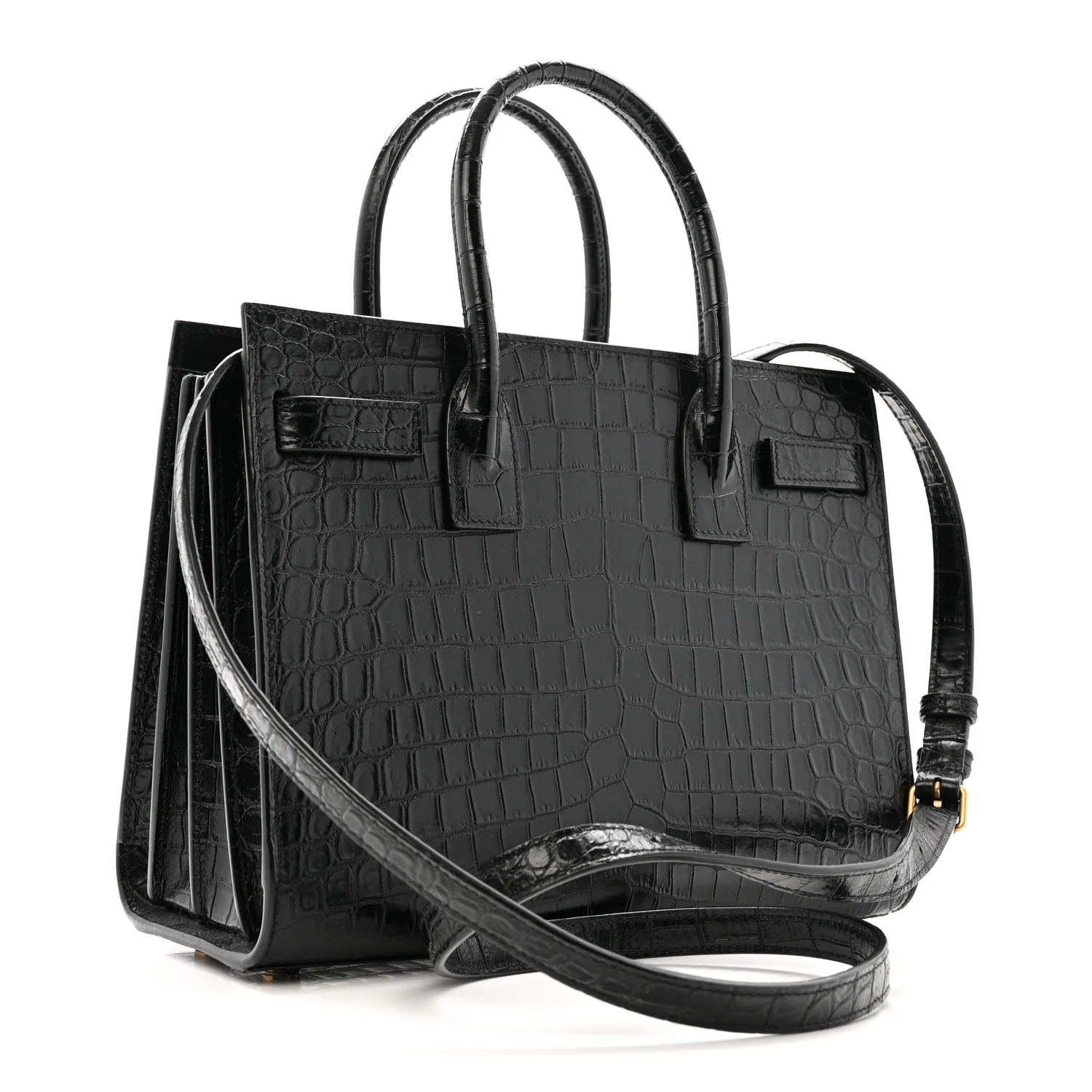 Calfskin Crocodile Embossed Baby Sac De Jour Black - Image 3