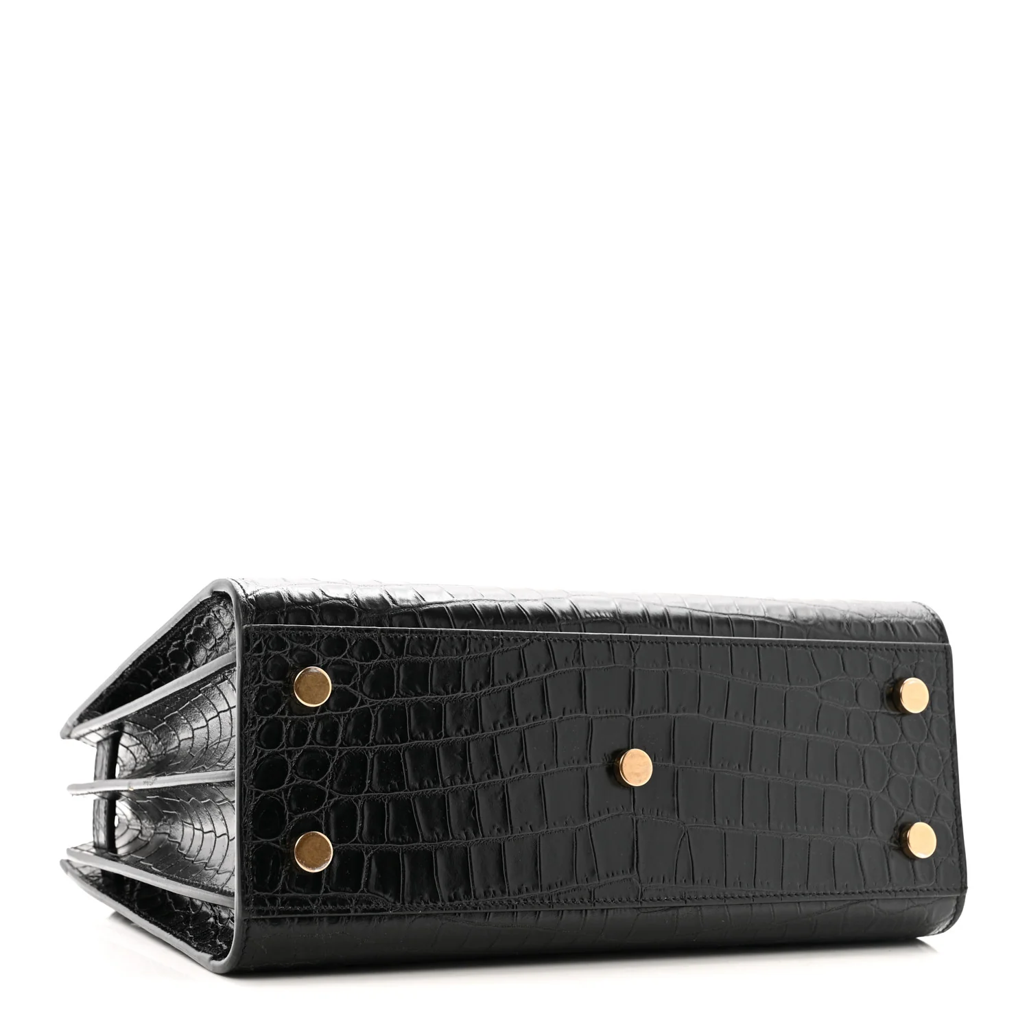 Calfskin Crocodile Embossed Baby Sac De Jour Black - Image 4