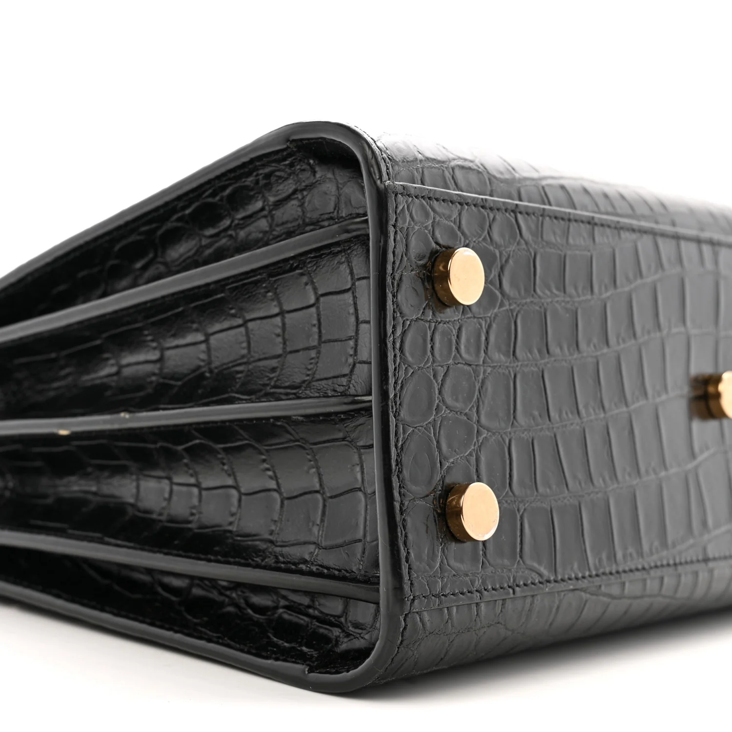 Calfskin Crocodile Embossed Baby Sac De Jour Black - Image 9