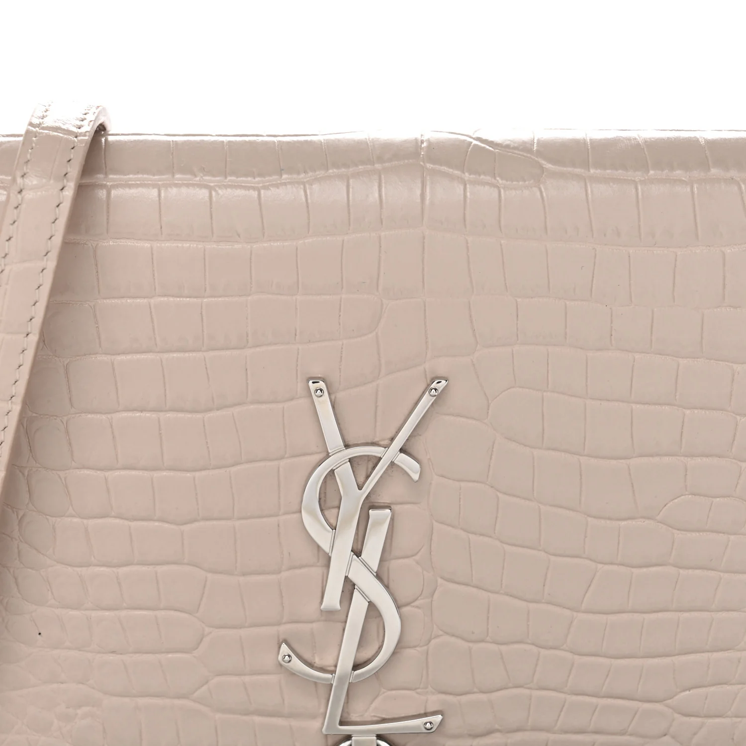 Calfskin Crocodile Embossed Kate Monogram Tassel Chain Wallet Marble Pink - Image 7