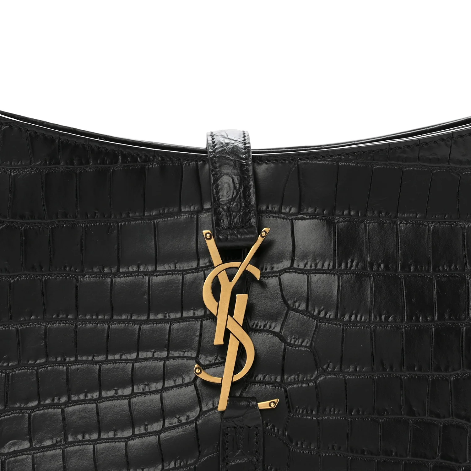 Calfskin Crocodile Embossed Le 5 A 7 Hobo Black - Image 8
