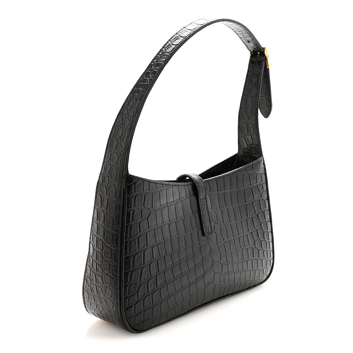Calfskin Crocodile Embossed LE 5 A 7 Hobo Black - Image 3