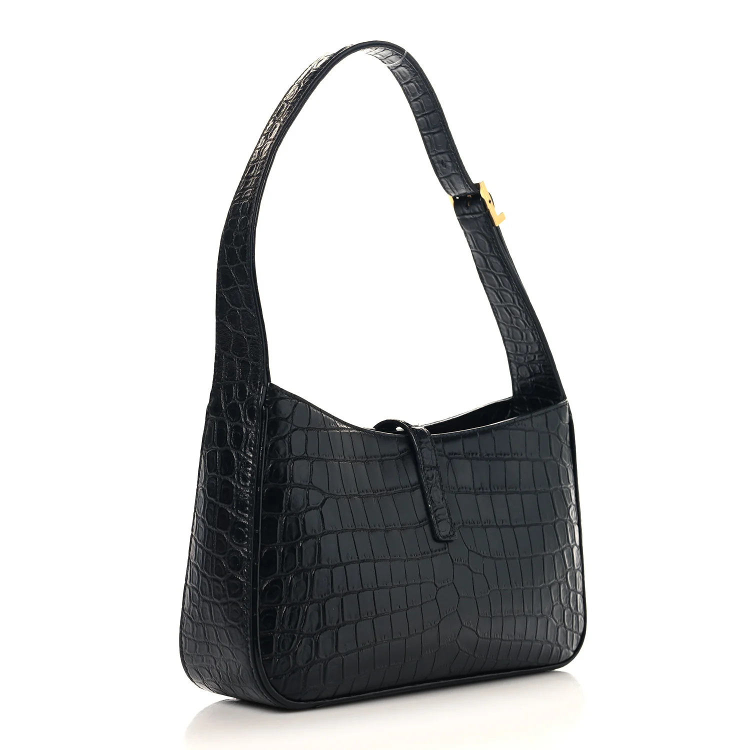 Calfskin Crocodile Embossed Le 5 A 7 Hobo Black - Image 2