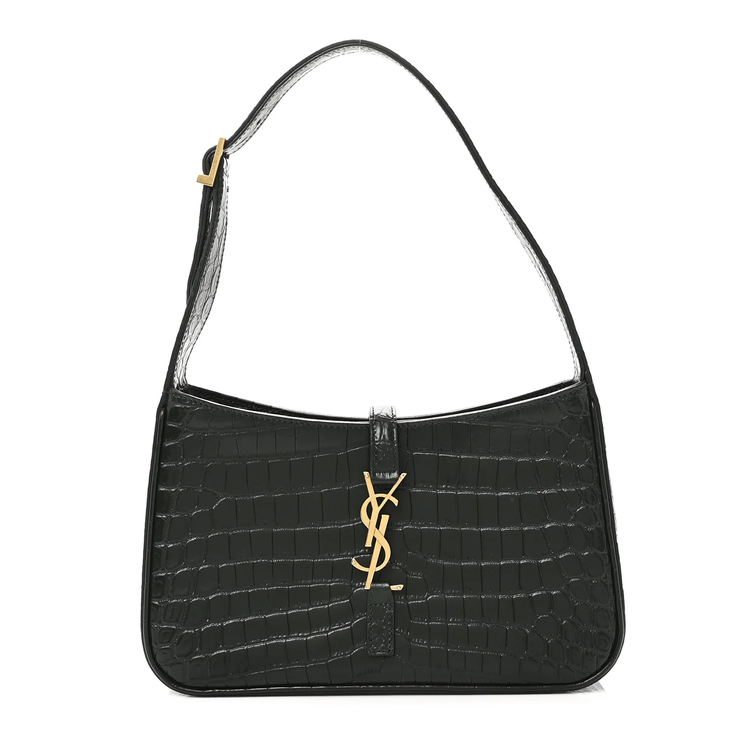 Calfskin Crocodile Embossed Le 5 A 7 Hobo Dark Green Bottle