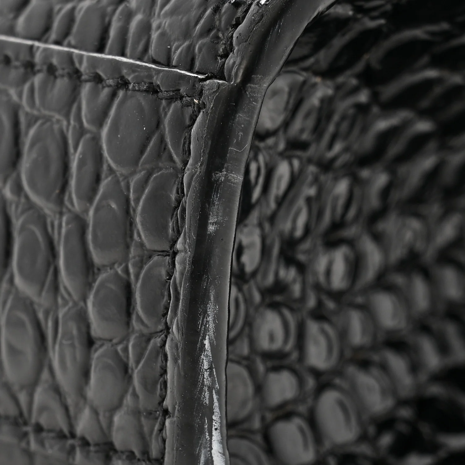 Calfskin Crocodile Embossed Medium Classic Monogram Kate Tassel Satchel Black - Image 11