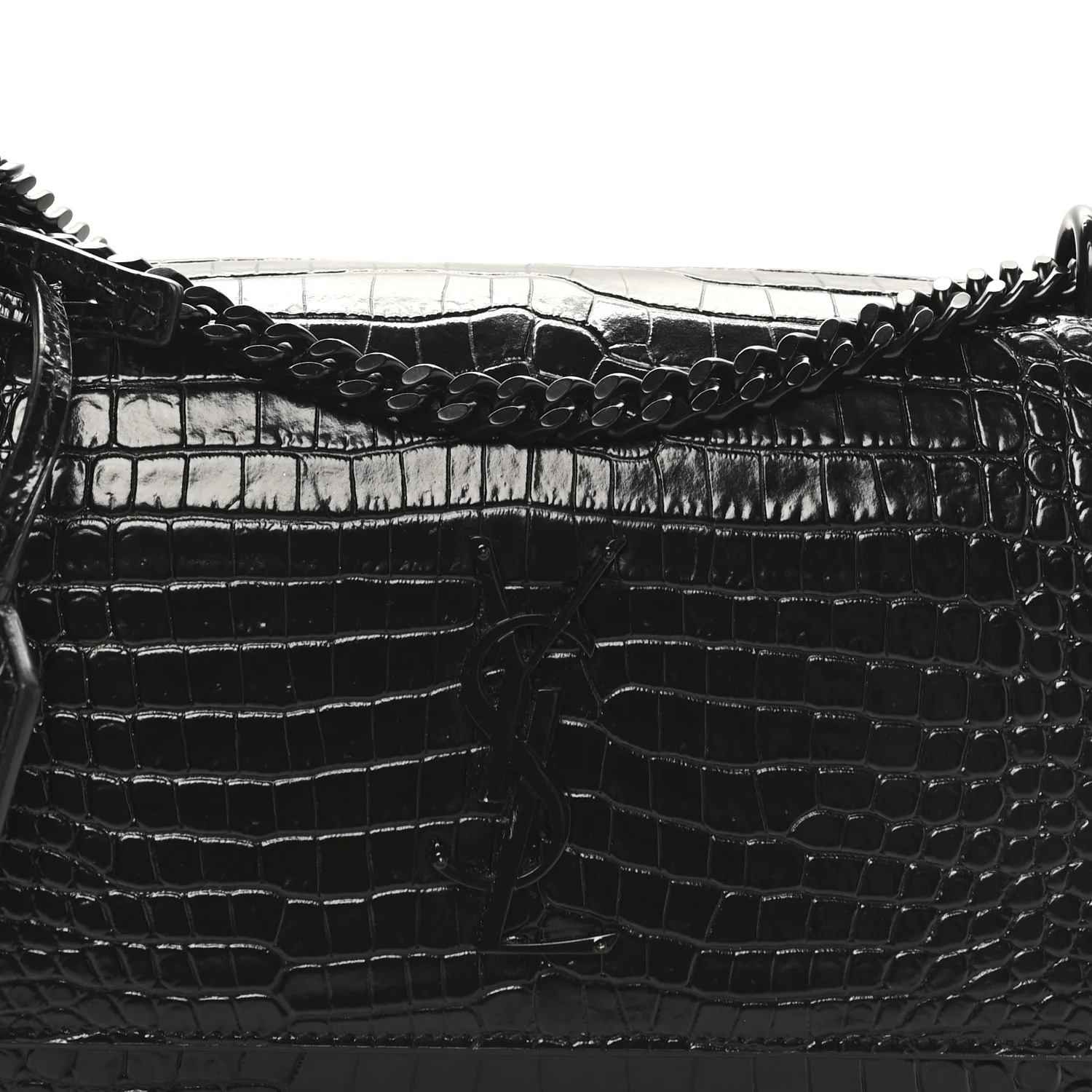 Calfskin Crocodile Embossed Medium Monochrome Monogram Sunset Black - Image 7