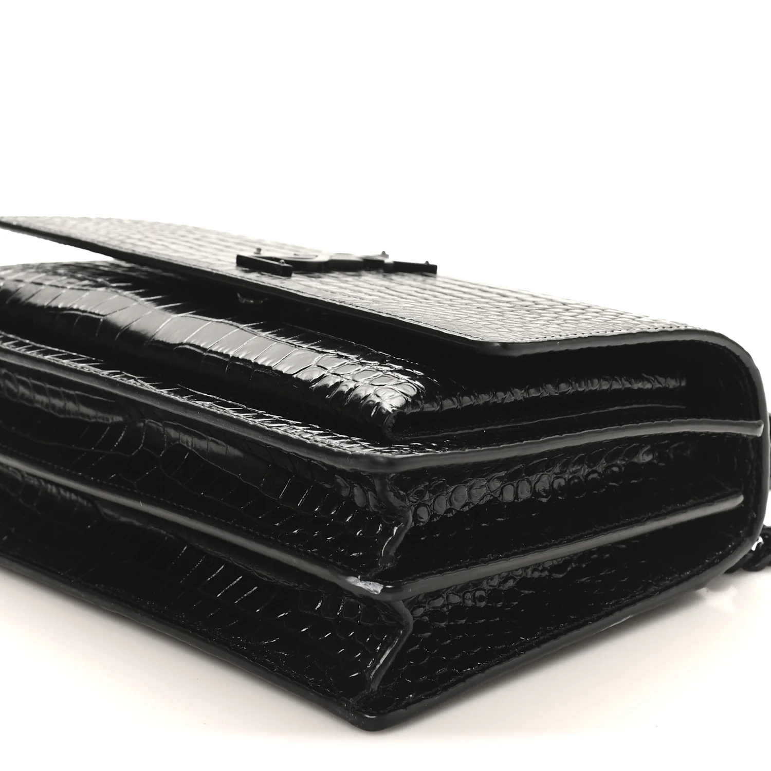 Calfskin Crocodile Embossed Medium Monochrome Monogram Sunset Black - Image 9