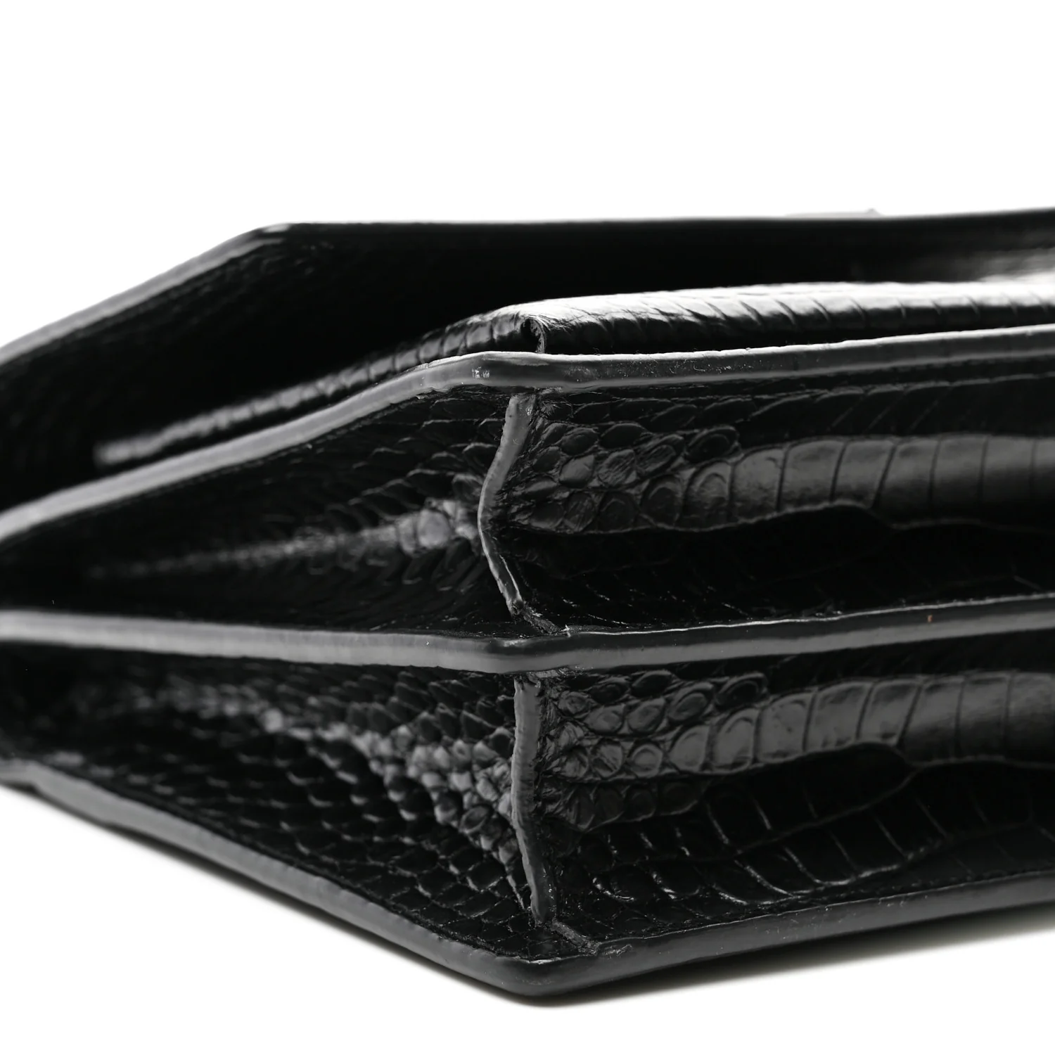 Calfskin Crocodile Embossed Medium Monochrome Monogram Sunset Black - Image 10