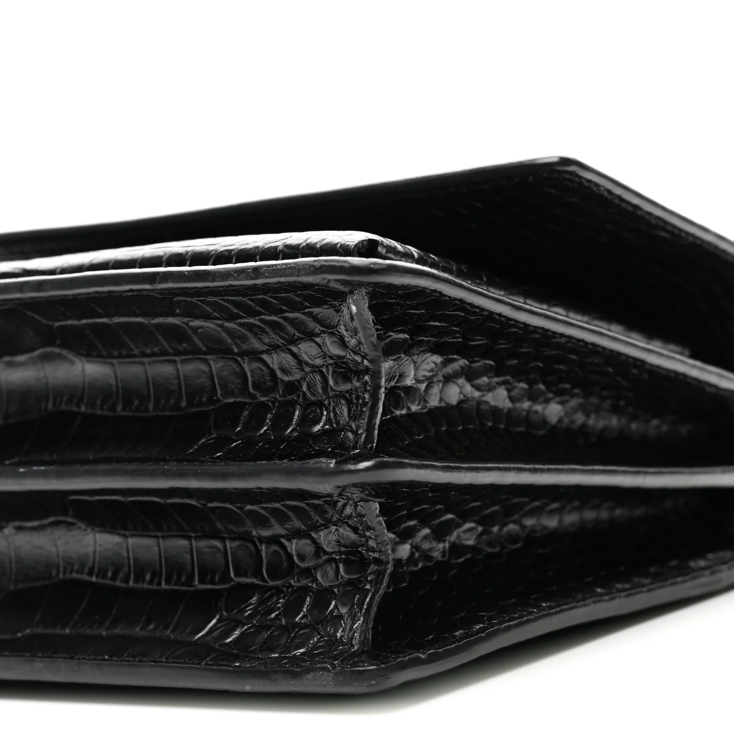 Calfskin Crocodile Embossed Medium Monochrome Monogram Sunset Black - Image 11