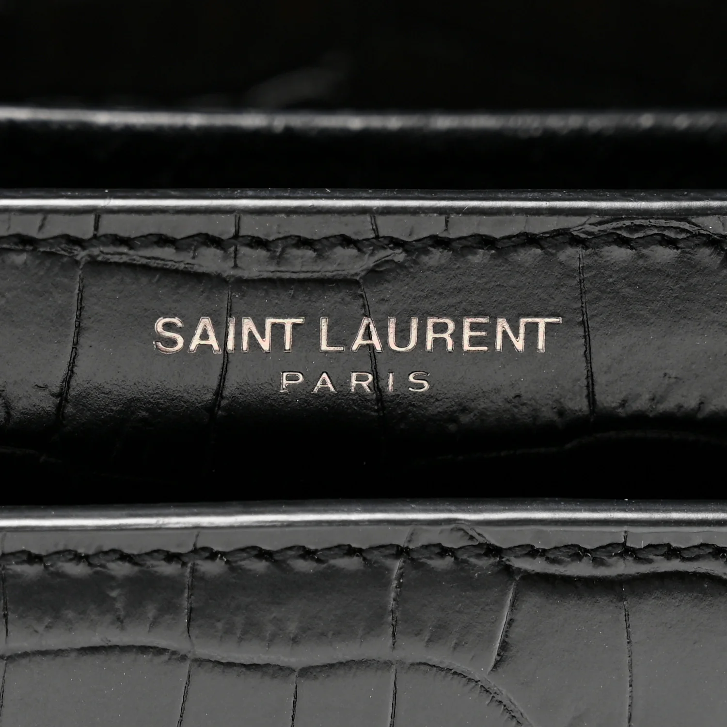 Calfskin Crocodile Embossed Medium Monochrome Monogram Sunset Black - Image 6