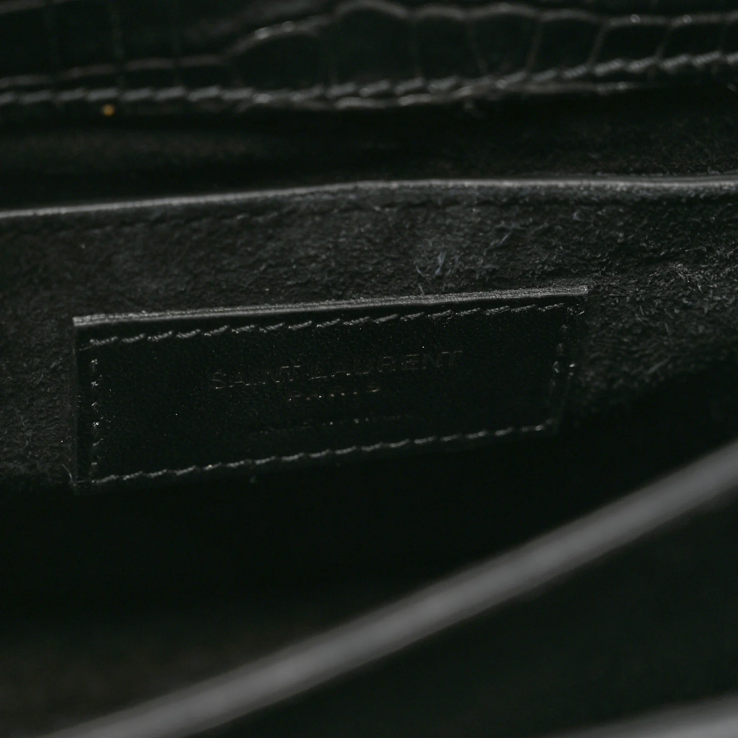 Calfskin Crocodile Embossed Medium Monochrome Monogram Sunset Black - Image 7