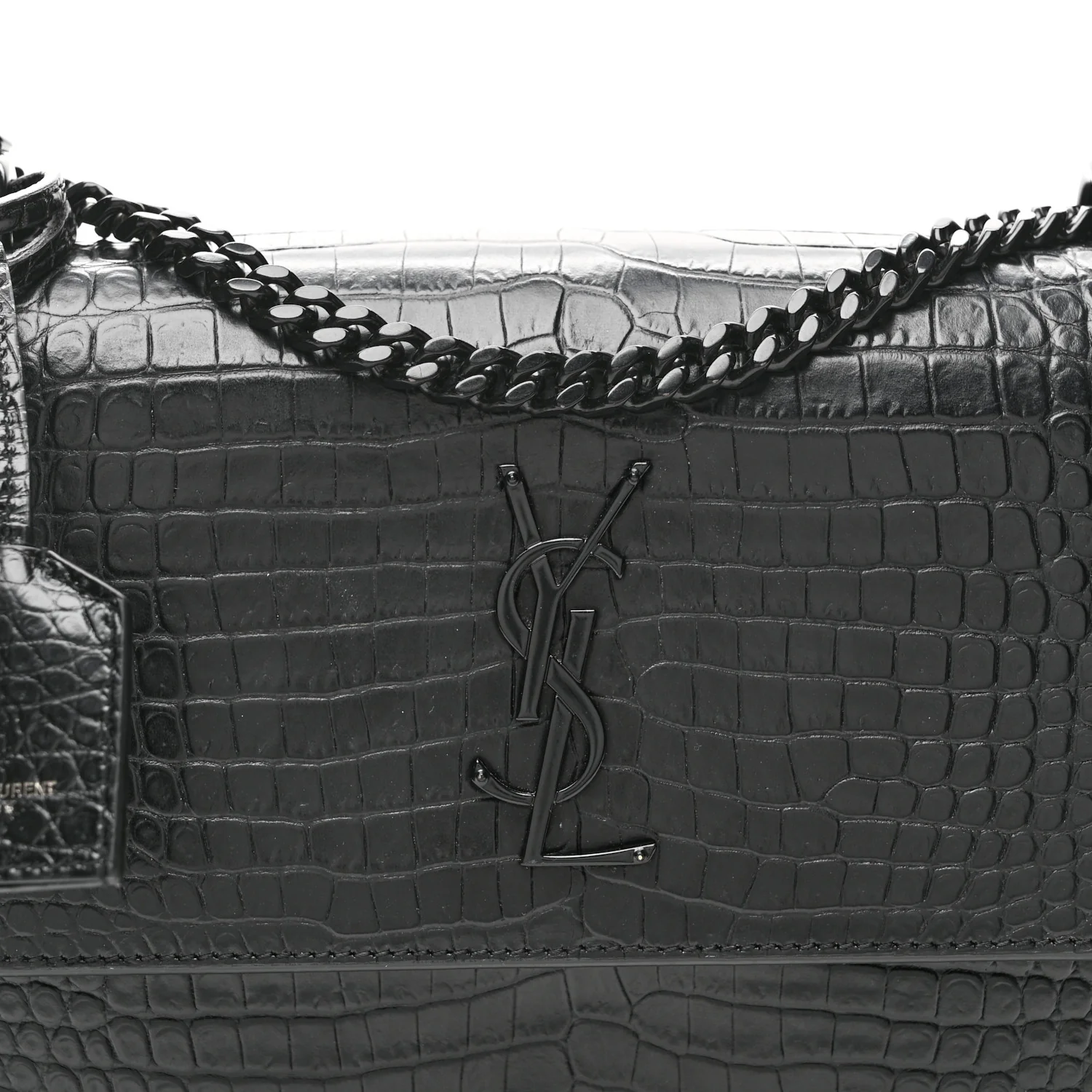 Calfskin Crocodile Embossed Medium Monochrome Monogram Sunset Black - Image 9