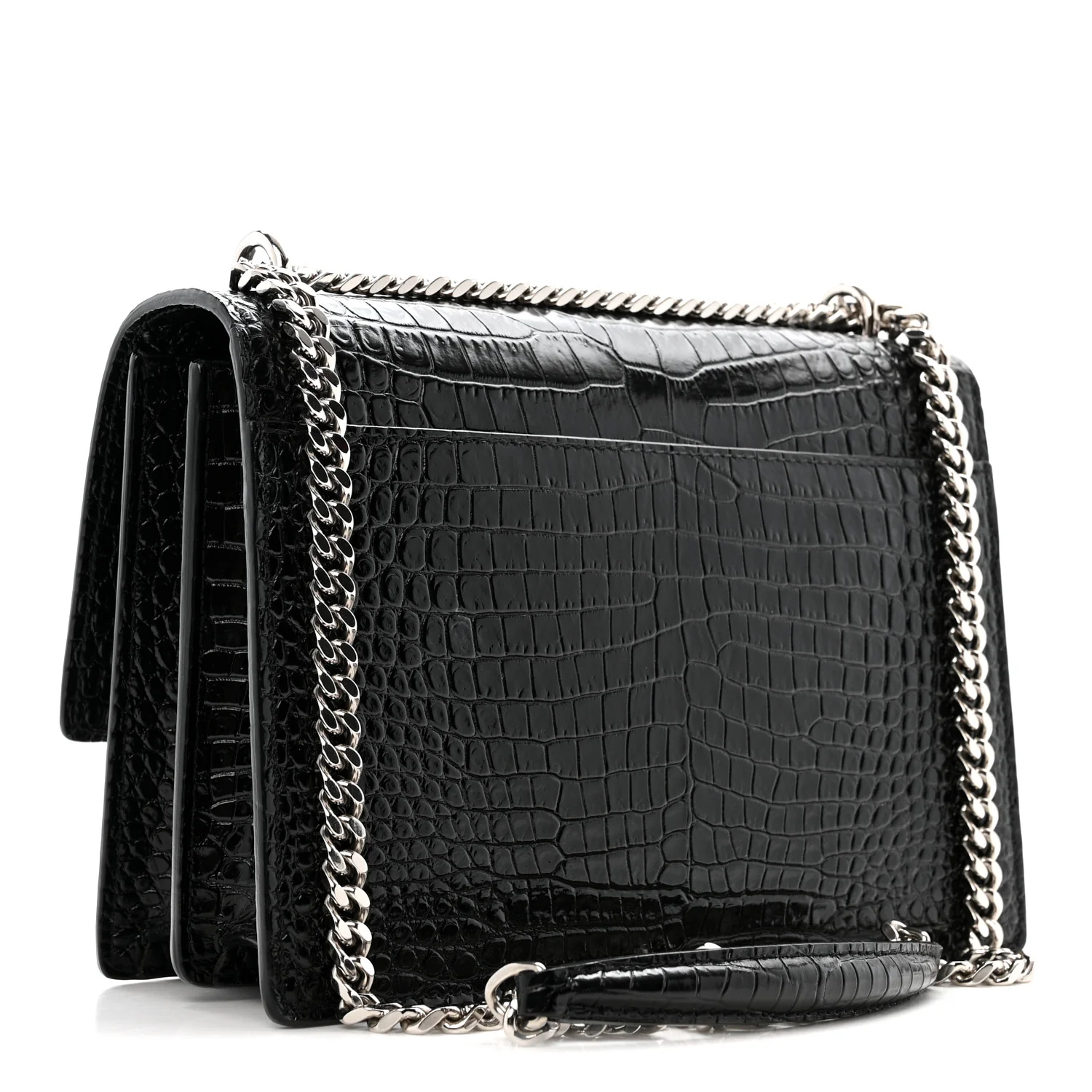 Calfskin Crocodile Embossed Medium Monogram Sunset Black - Image 3