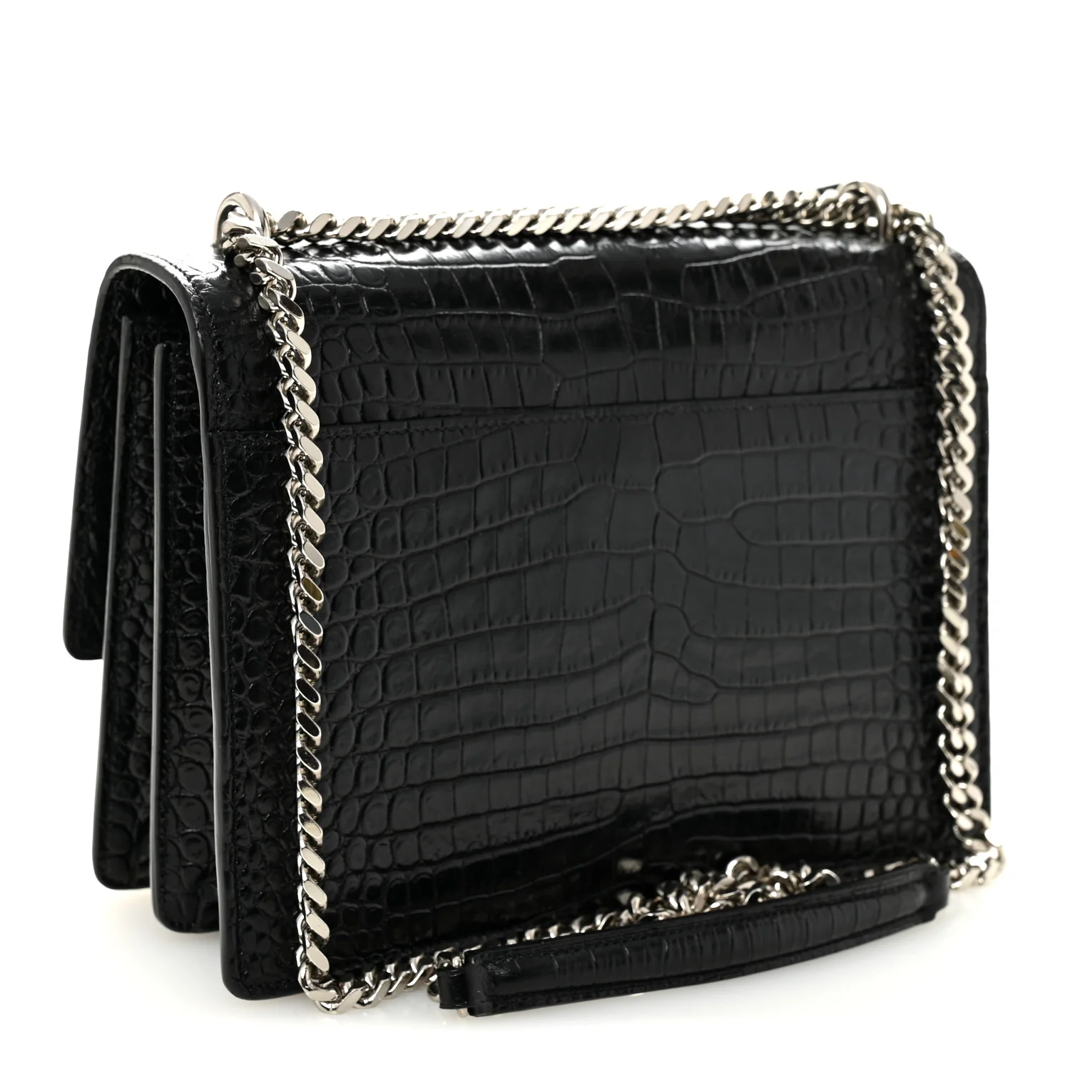 Calfskin Crocodile Embossed Medium Monogram Sunset Black - Image 3