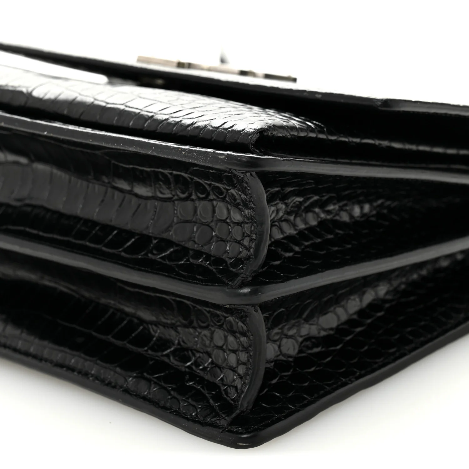 Calfskin Crocodile Embossed Medium Monogram Sunset Black - Image 8