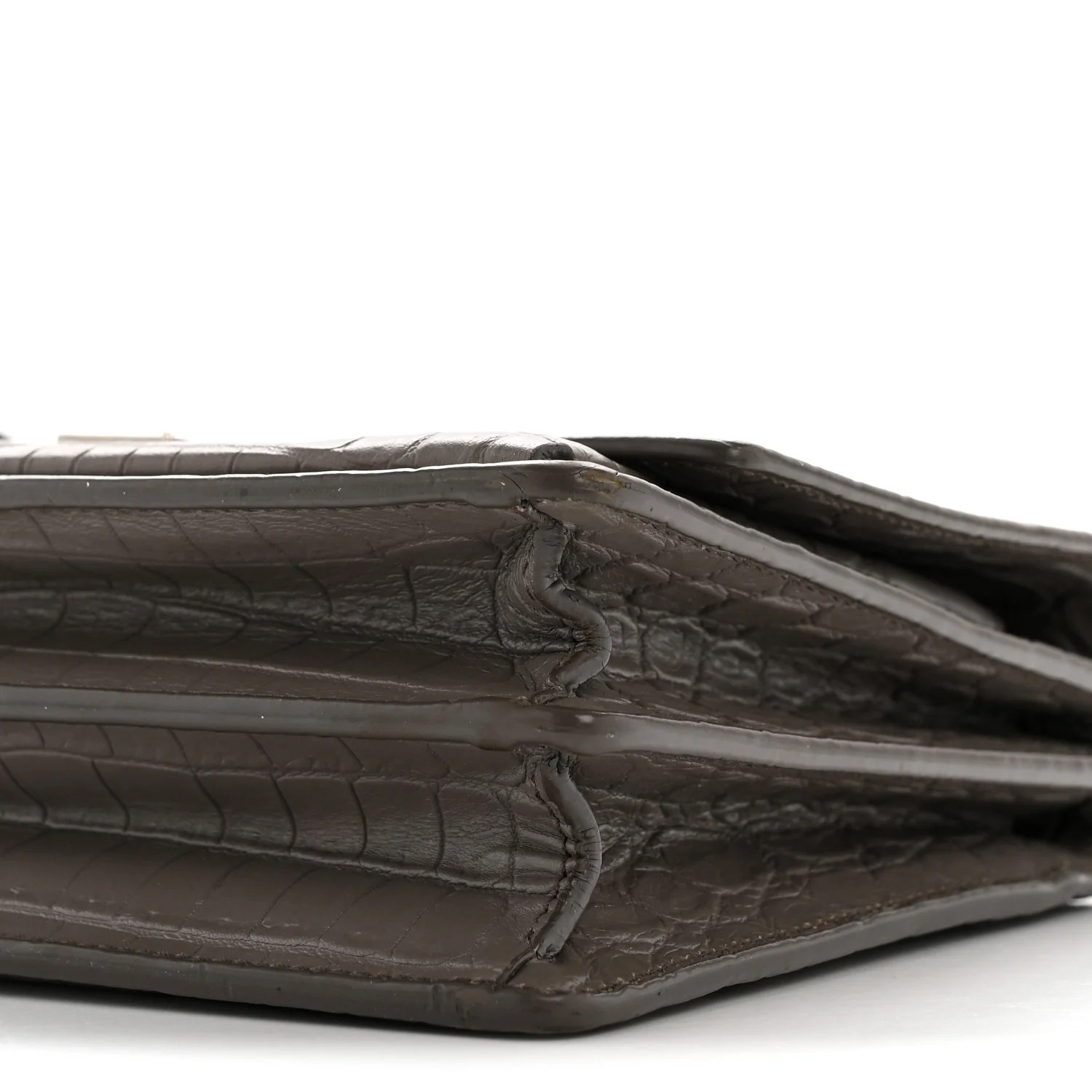 Calfskin Crocodile Embossed Medium Monogram Sunset Fog - Image 10